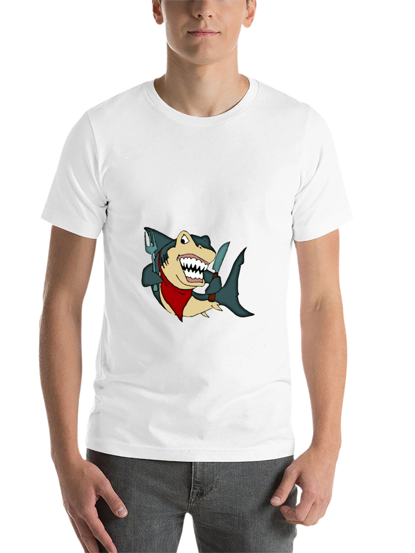 Black Shark Chef T-Shirt - Funny Cartoon Tee view 14