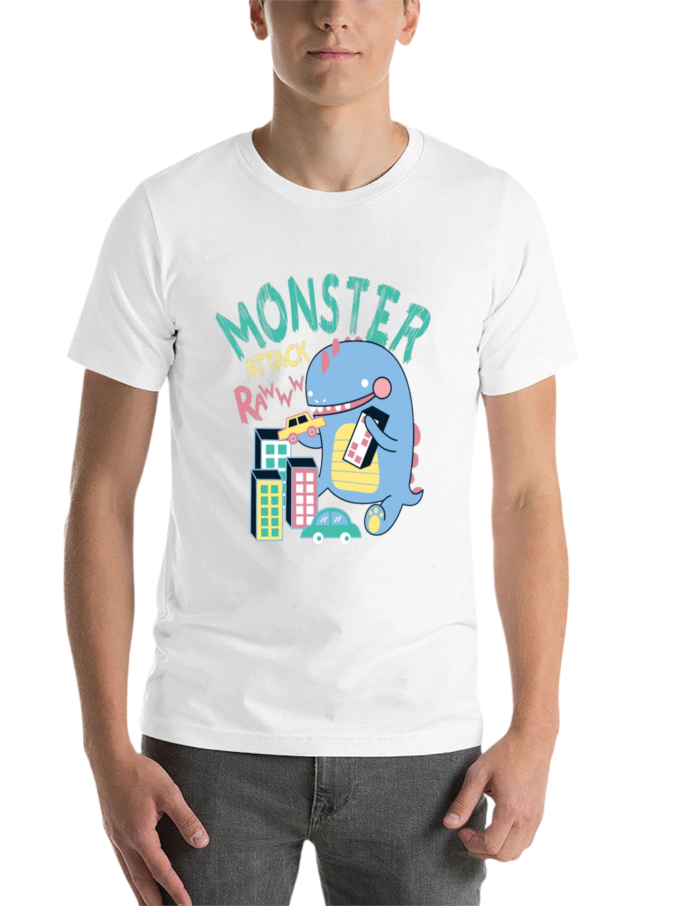Black Monster Attack Graphic T-Shirt - Fun & Unique Design view 14