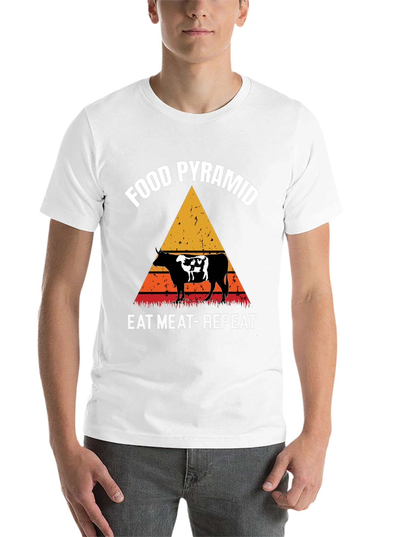 Food Pyramid Eat Meat Repeat Graphic Tee - 14