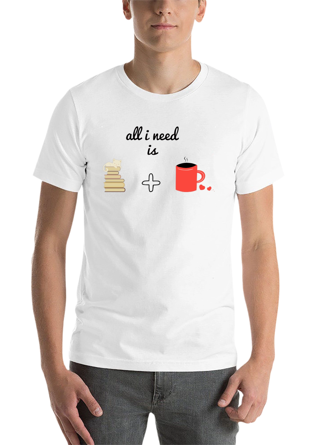 Black All I Need Is Cat Books Coffee T-Shirt view 14