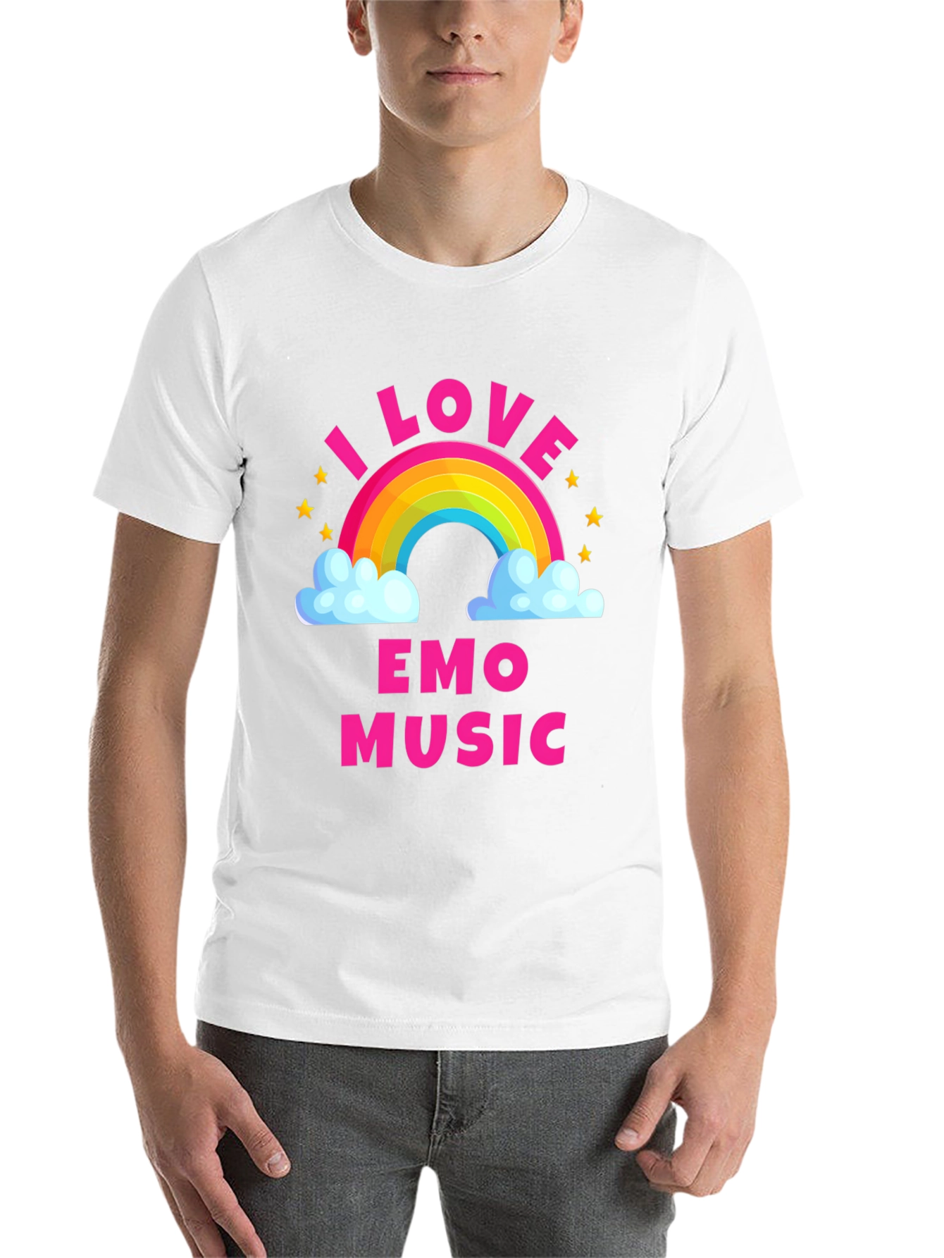 Black I Love Emo Music Rainbow T-Shirt view 14