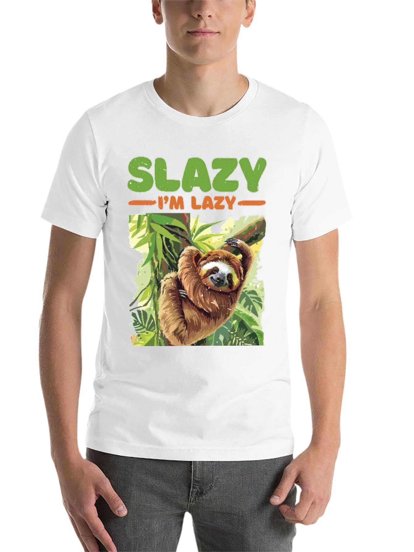 Black Slazy I'm Lazy Sloth T-Shirt view 14