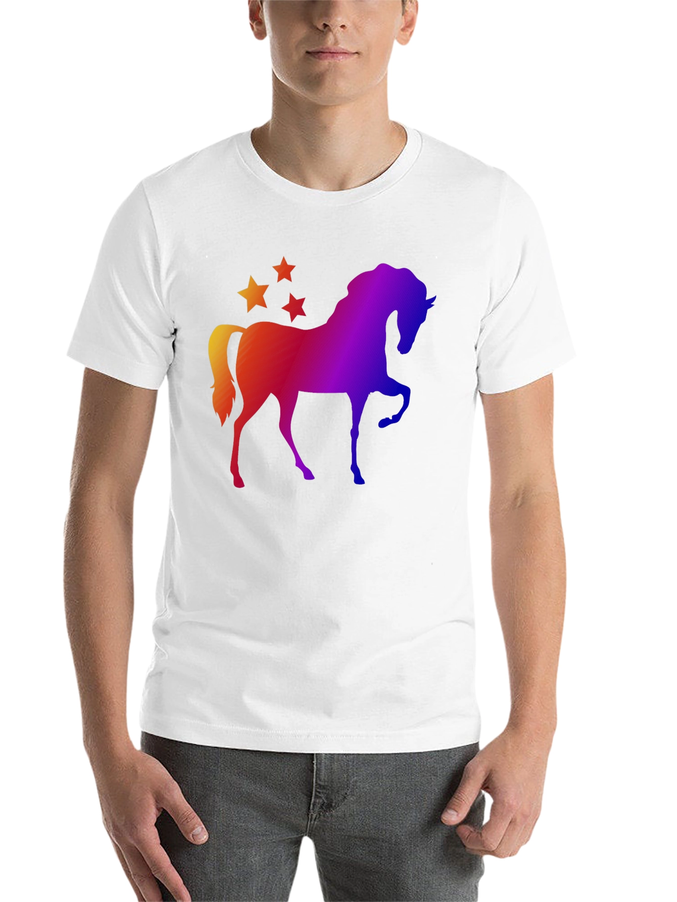 Black Rainbow Horse and Stars Graphic Tee view 14