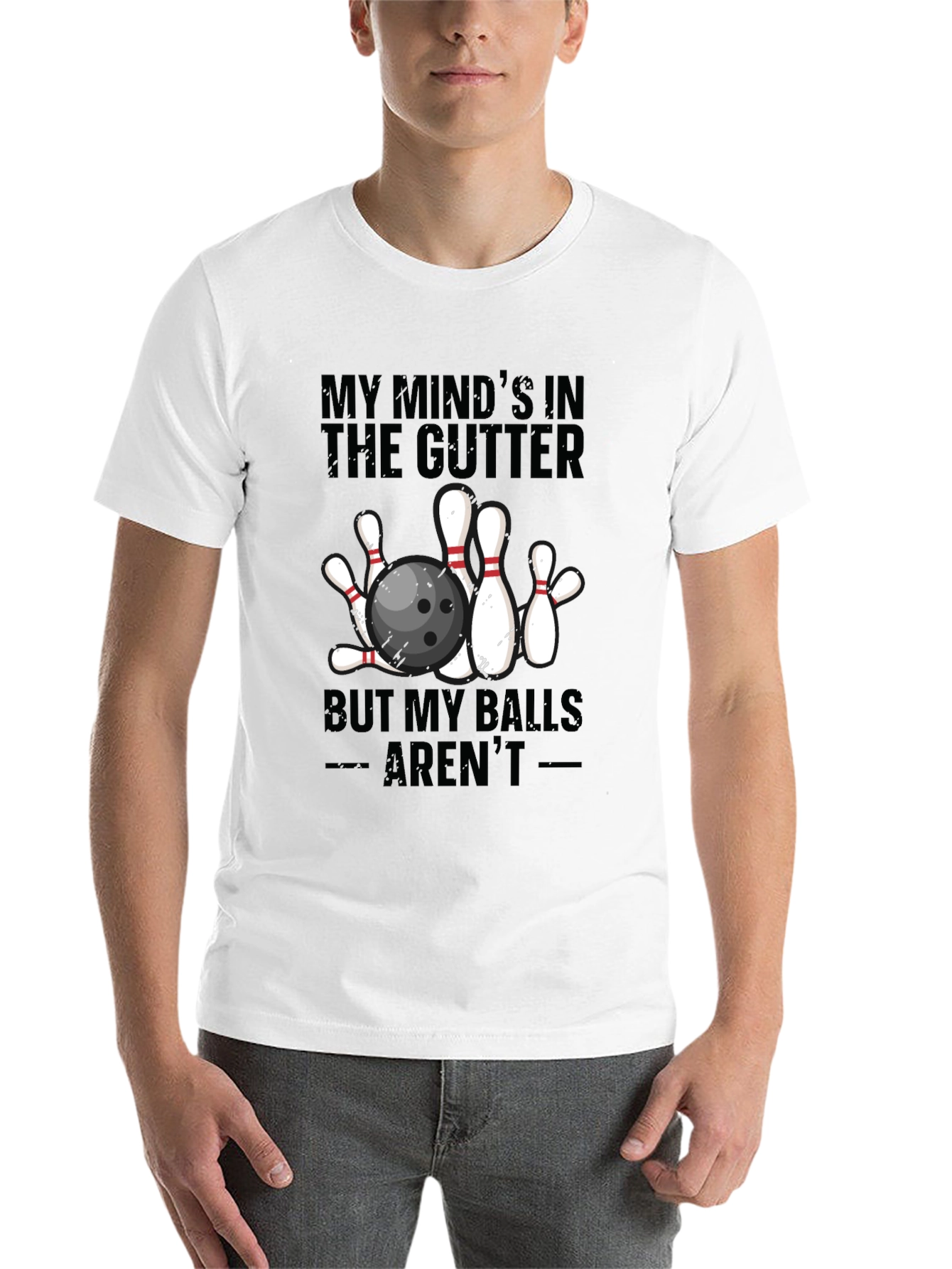 Black Bowling Humor Graphic Tee - Mind in the Gutter view 14