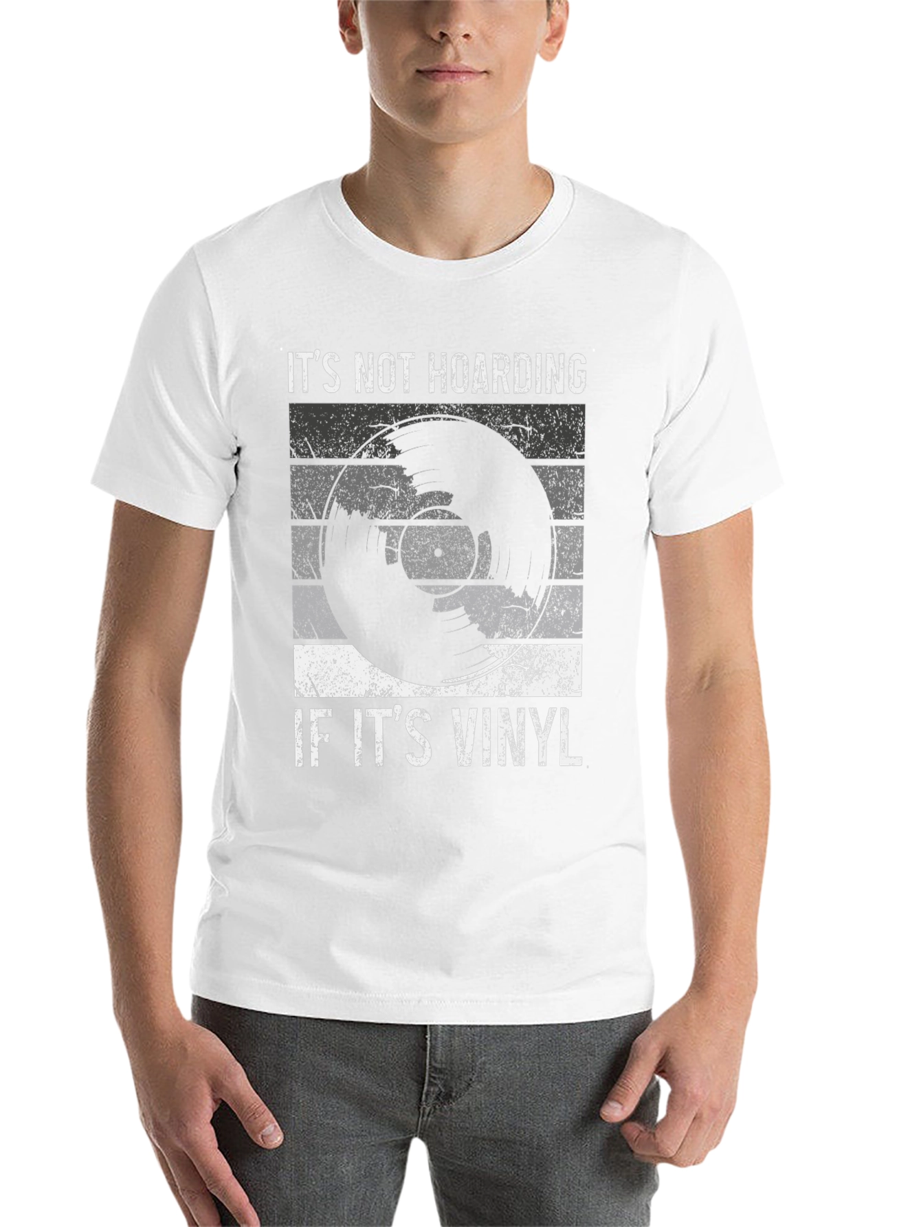 Black It's Not Hoarding If It's Vinyl T-Shirt view 14