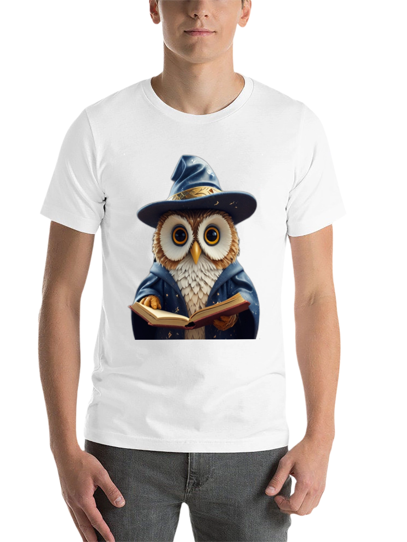 Black Wizard Owl T-Shirt - Funny Bookworm Tee view 14