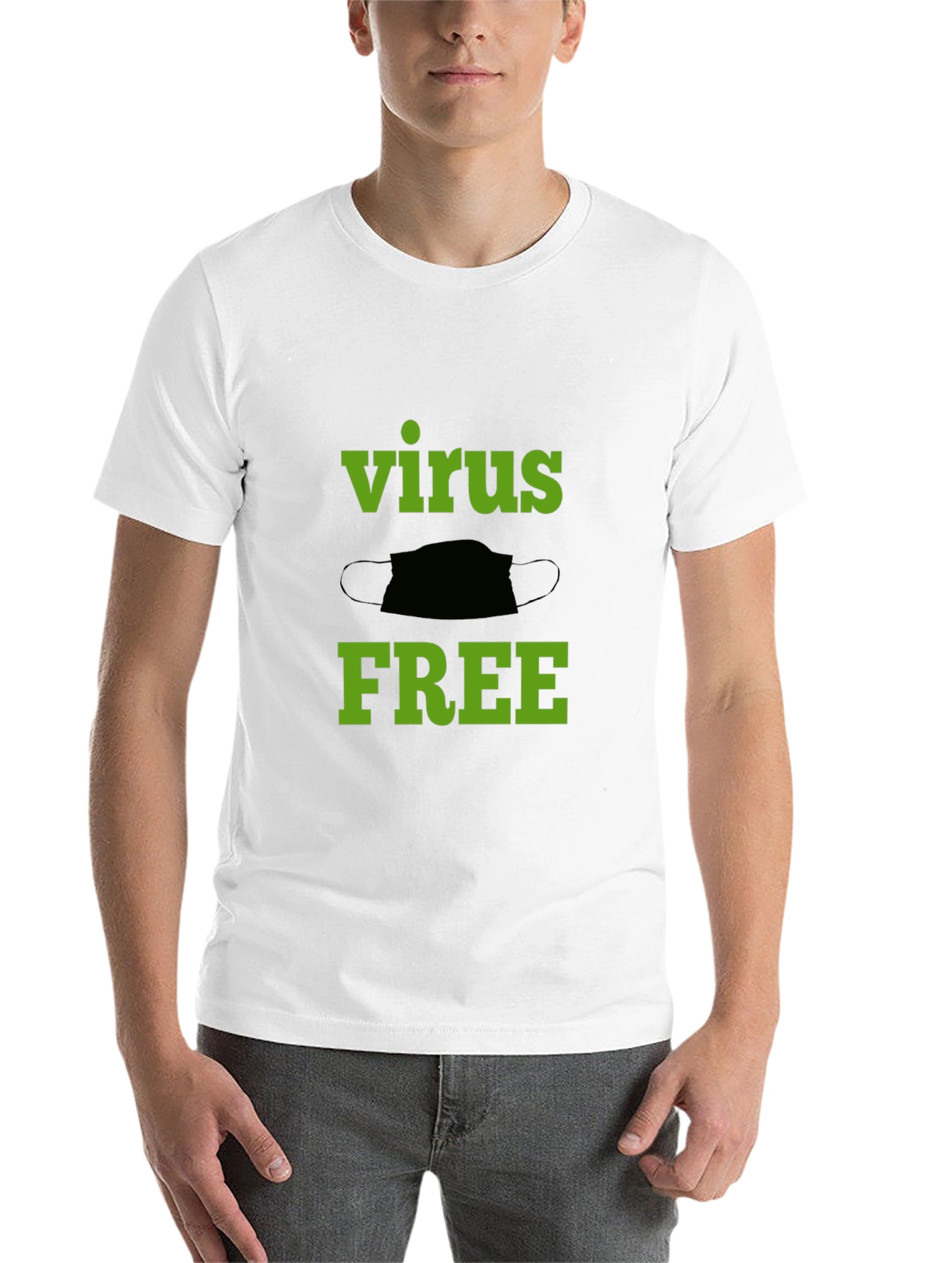 Black Virus Free Graphic Tee - Black Cotton T-Shirt view 14