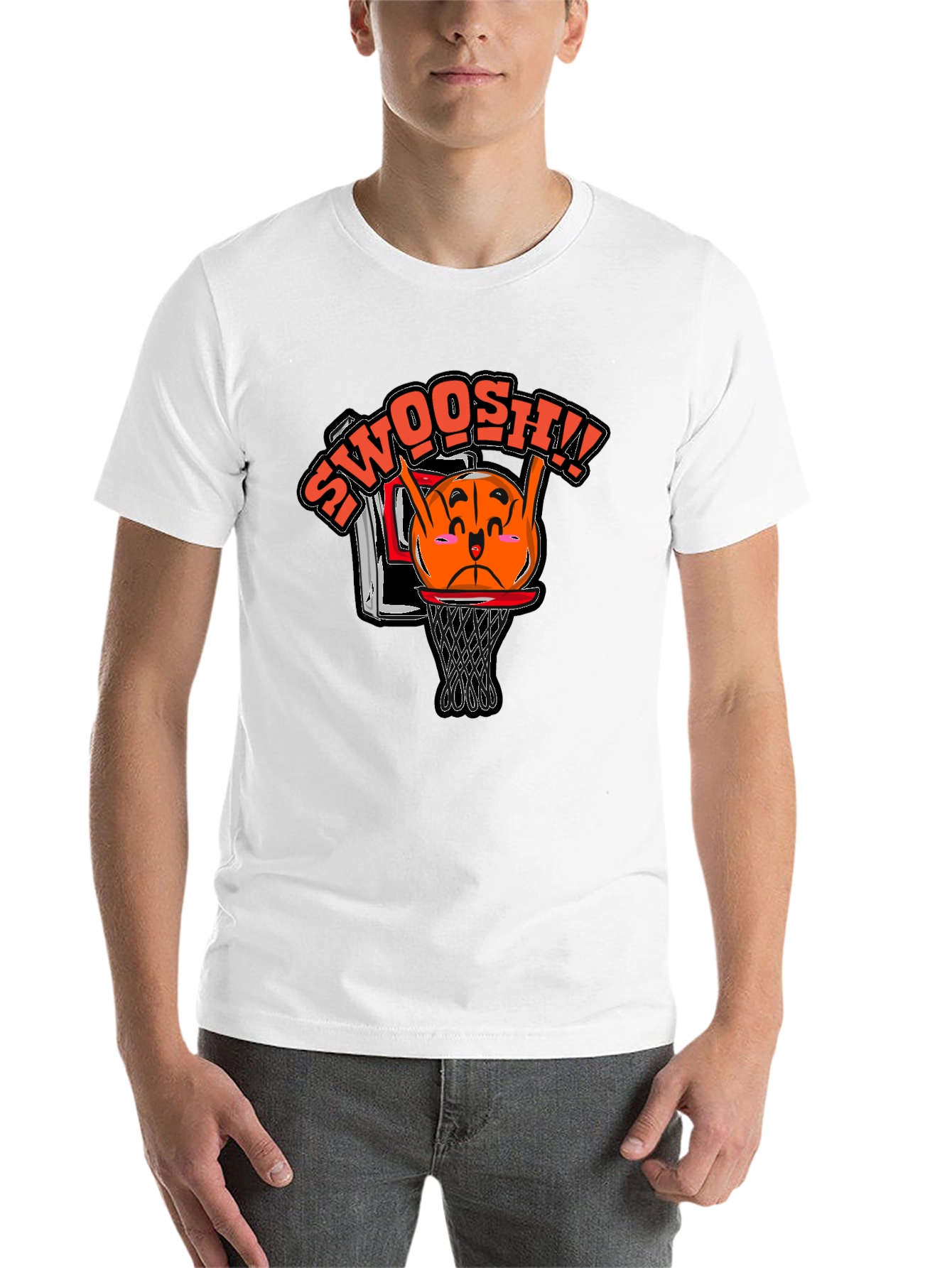 Black Funny Basketball Graphic Tee - Swoosh! view 14