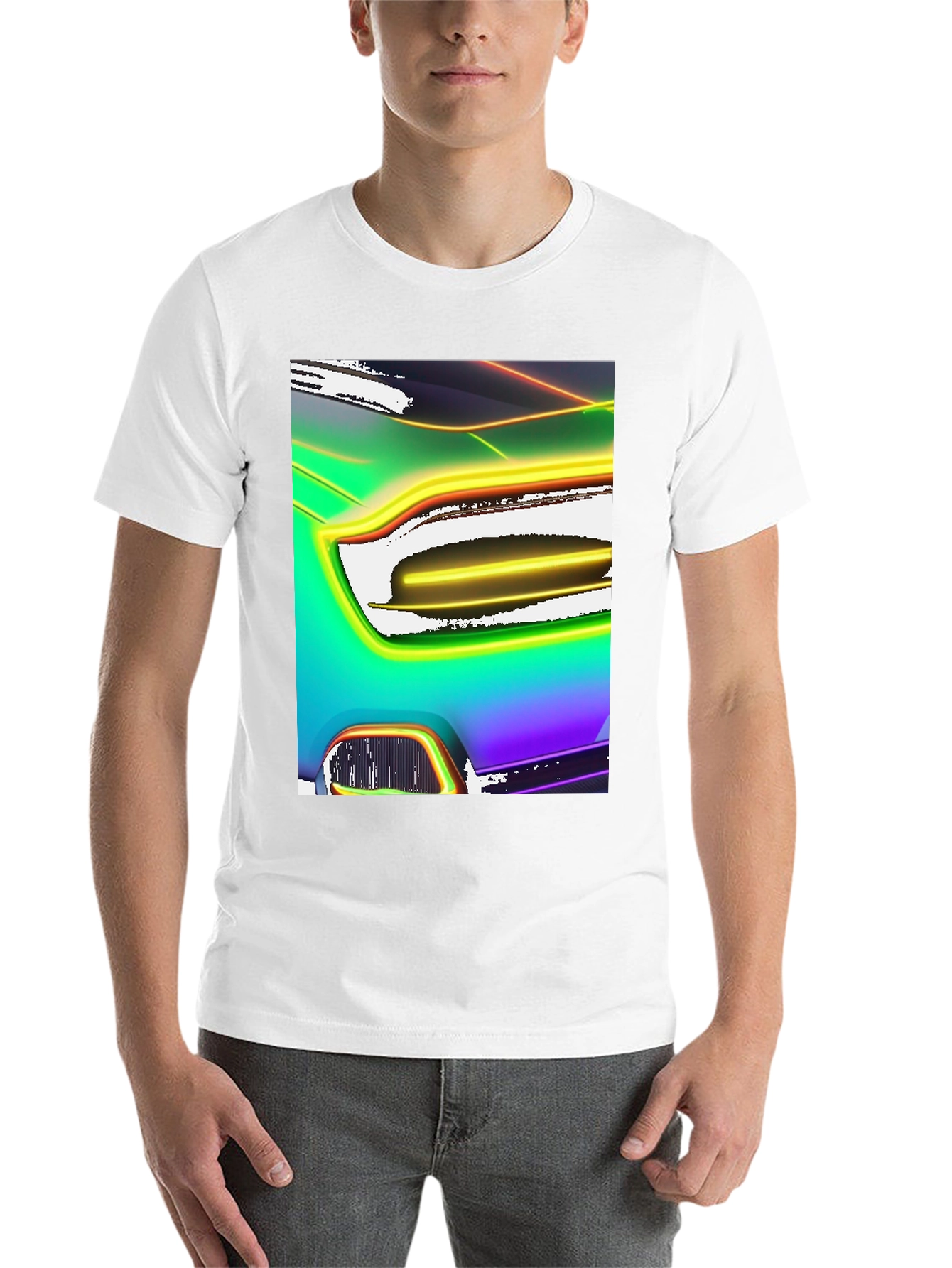 Black Neon Car Graphic Black T-Shirt view 14