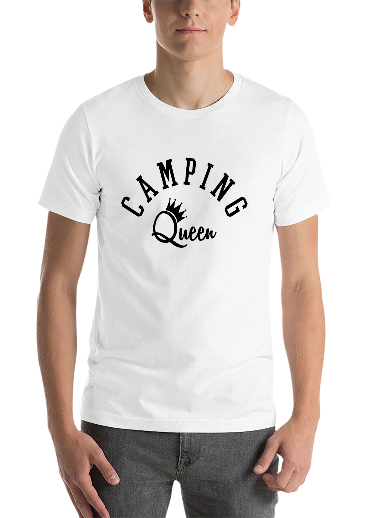 Black Camping Queen T-Shirt - Black Cotton Tee view 14
