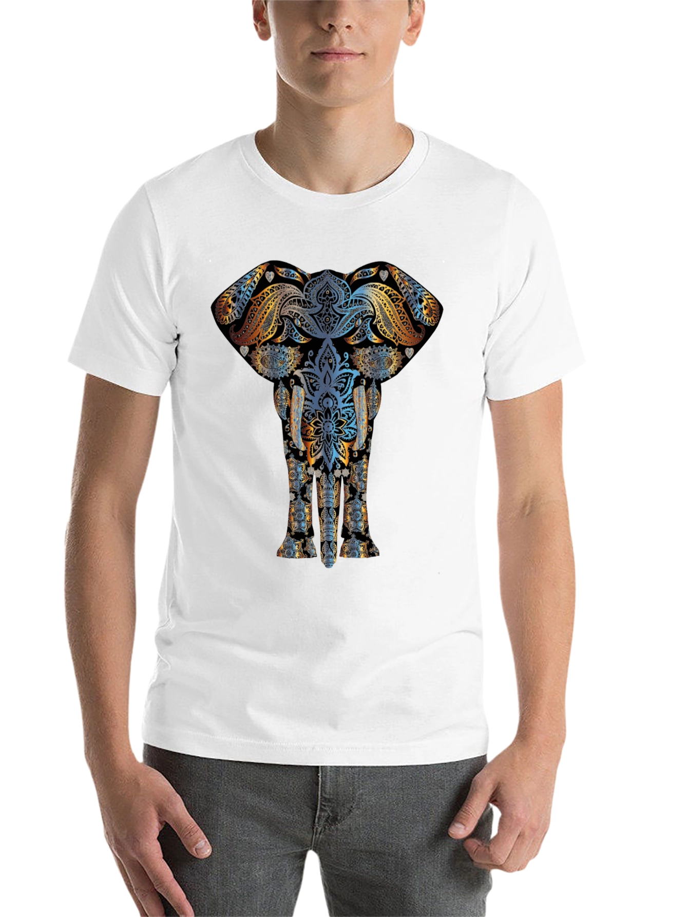 Black Elephant Mandala Graphic Tee - Stylish Black T-Shirt view 14
