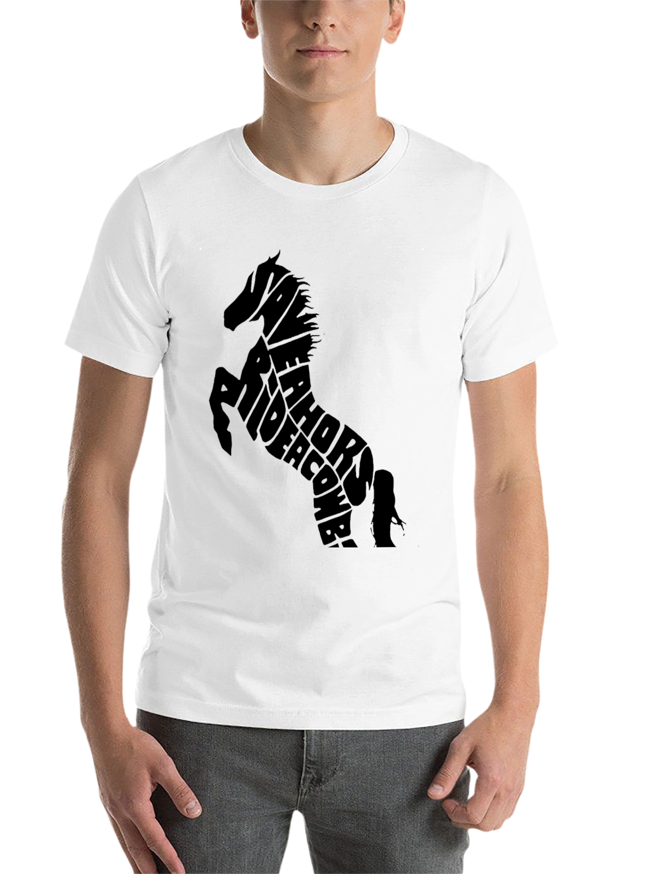 Black Horse Typography Black T-Shirt view 14