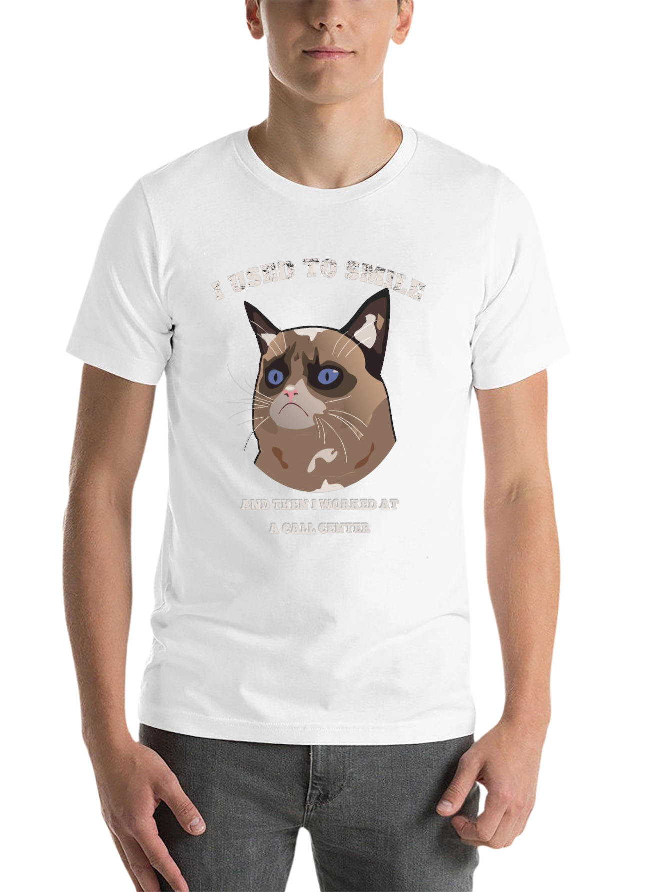 Black Grumpy Cat Call Center T-Shirt view 14