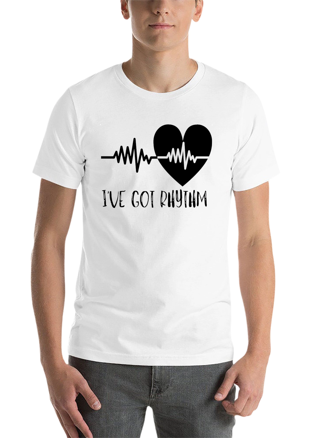 Black I've Got Rhythm Heartbeat T-Shirt view 14