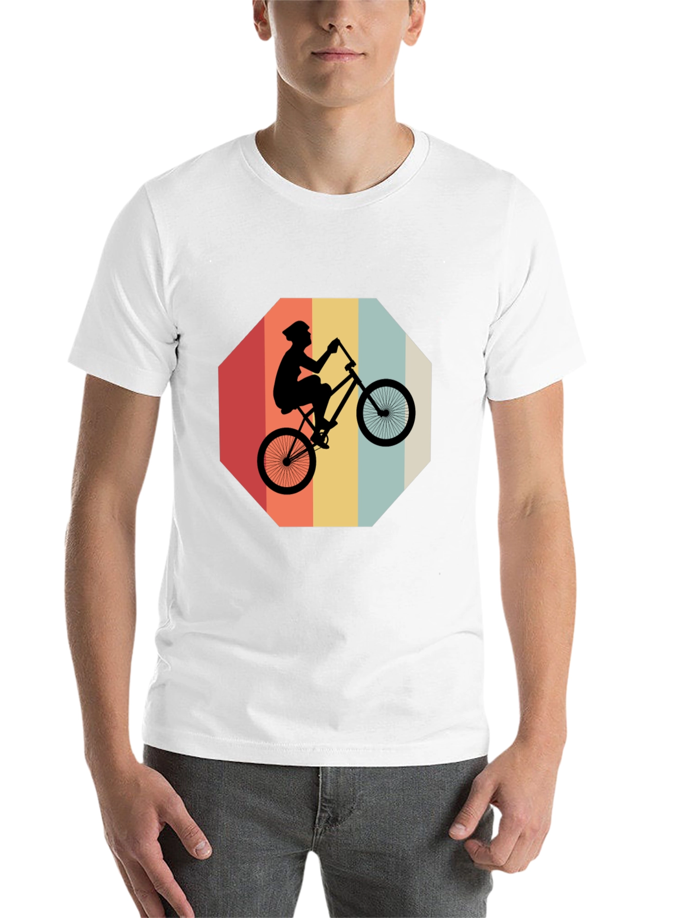 Black Retro Bike Rider Graphic Tee - Black Cotton Blend view 14