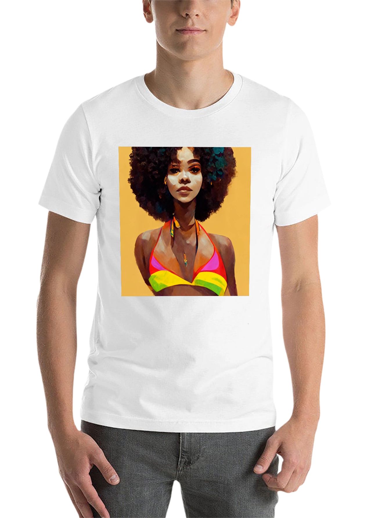 Black Afro Woman Art Graphic T-Shirt view 14