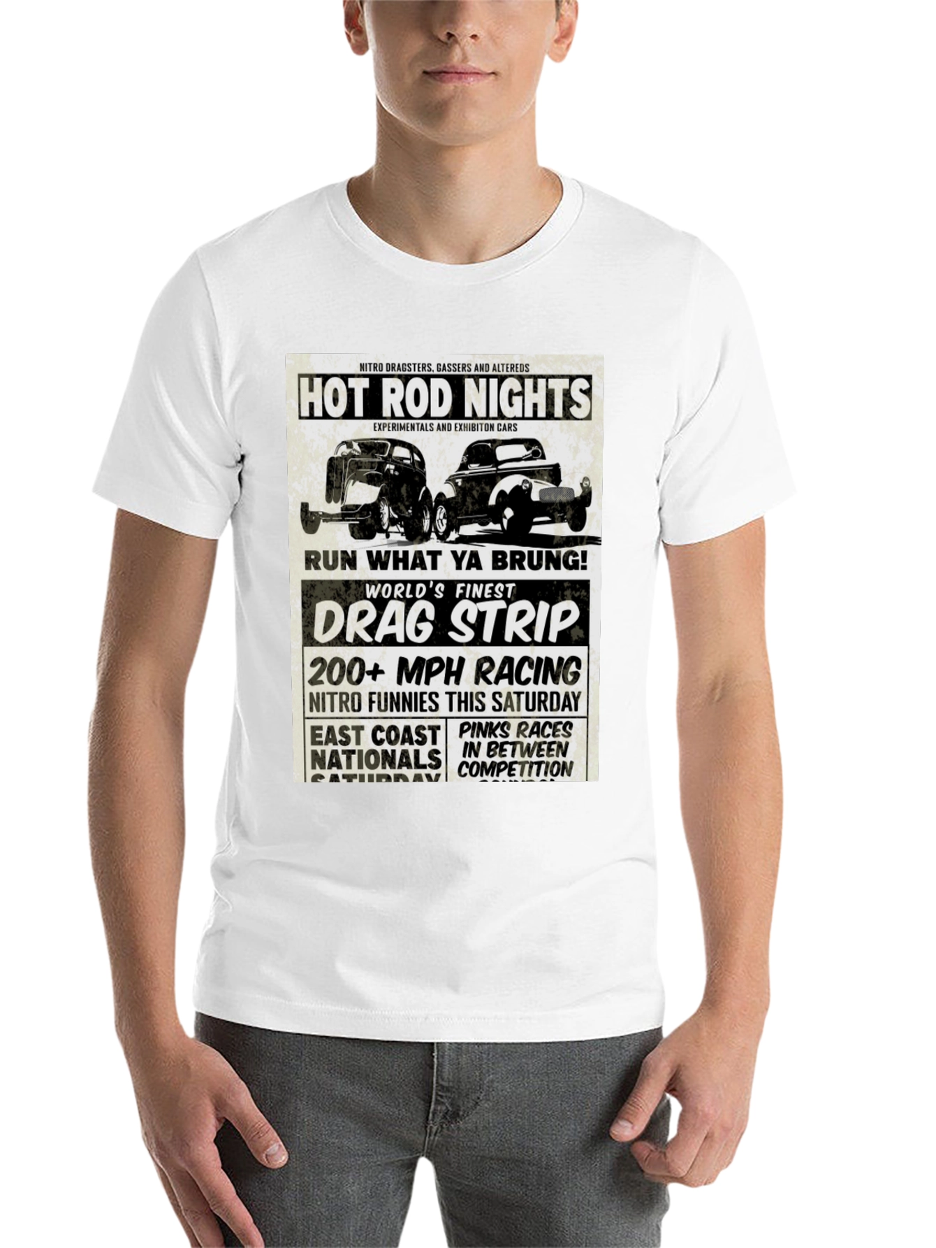 Black Hot Rod Nights Drag Racing T-Shirt view 14