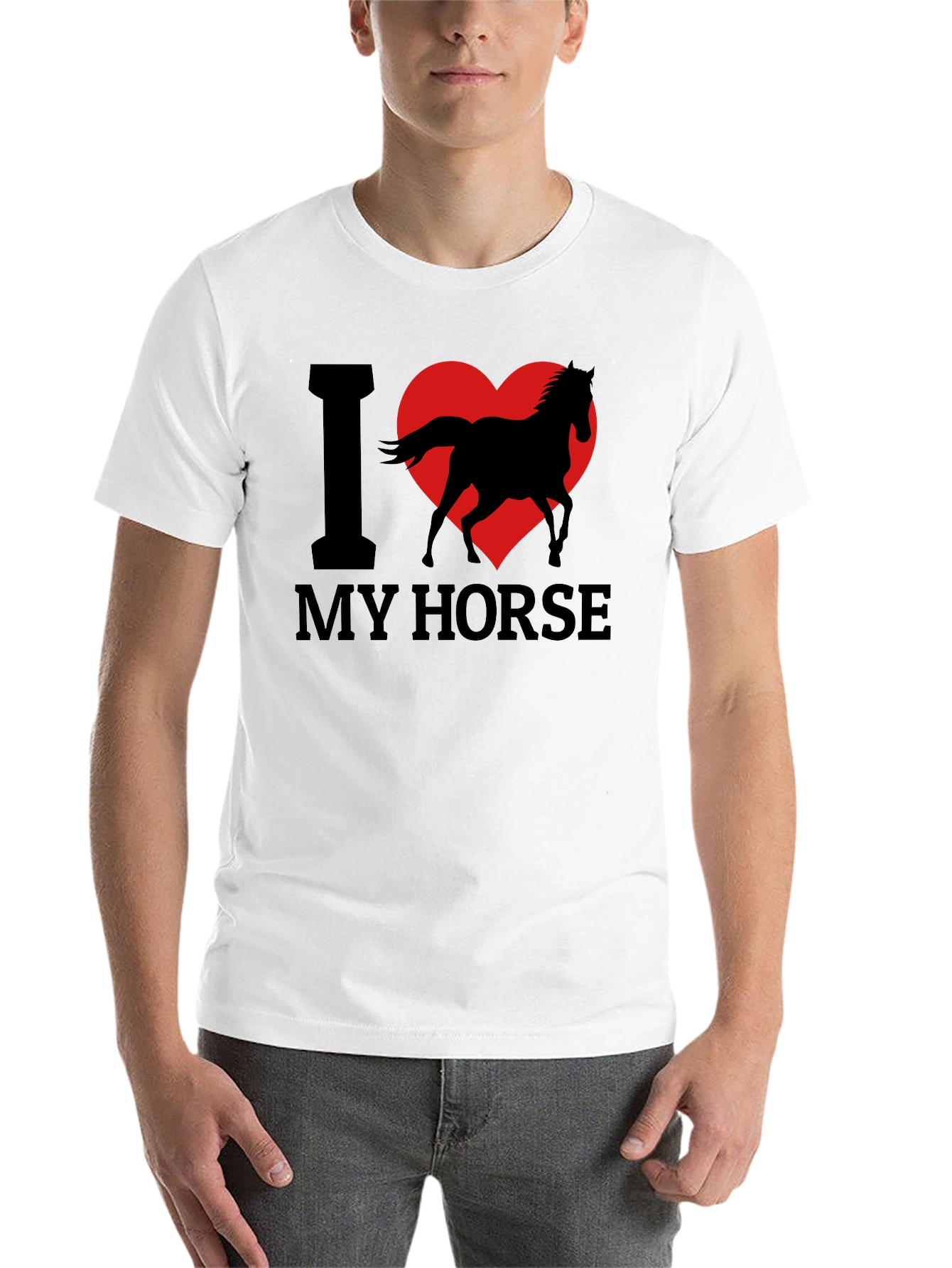 Black I Love My Horse T-Shirt - Black Cotton Tee view 14