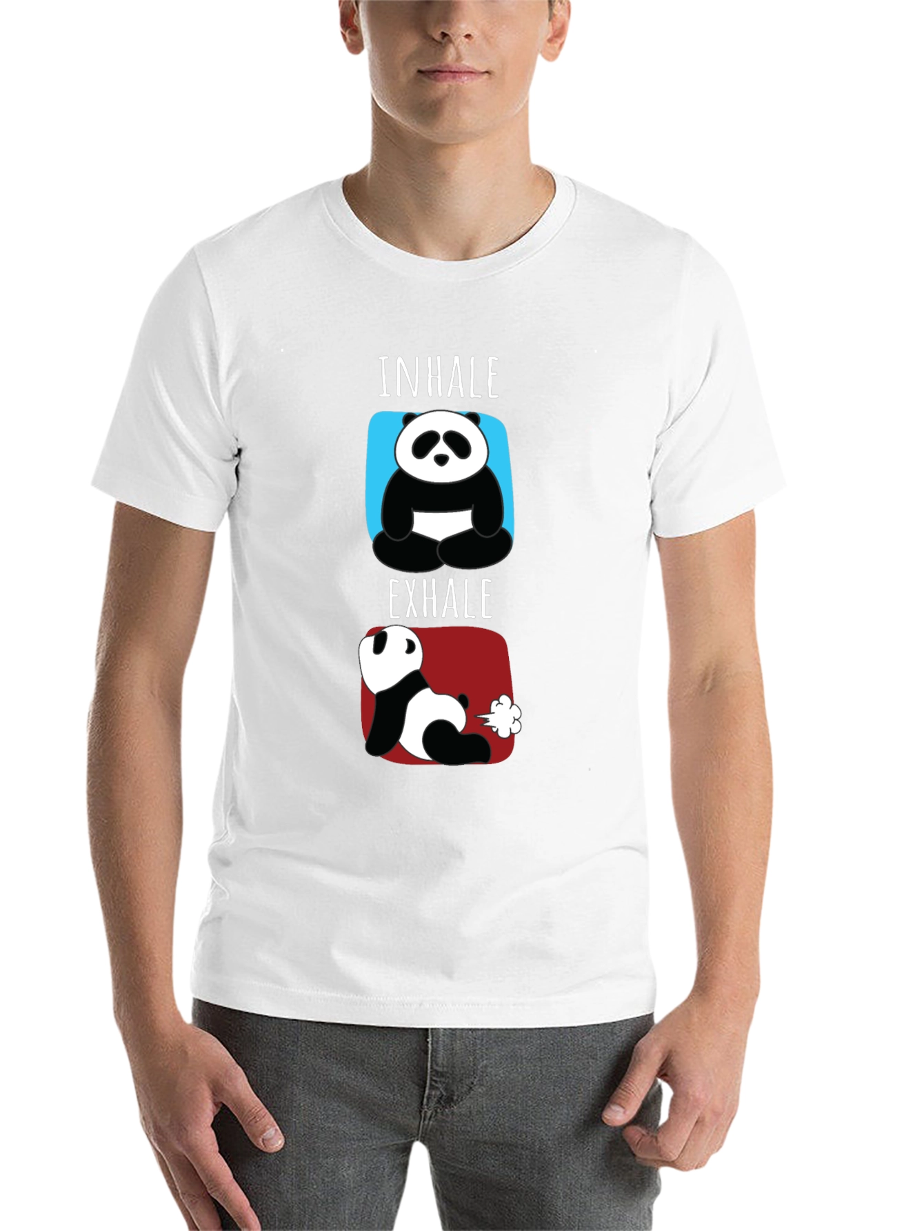 Black Inhale Exhale Funny Panda T-Shirt view 14