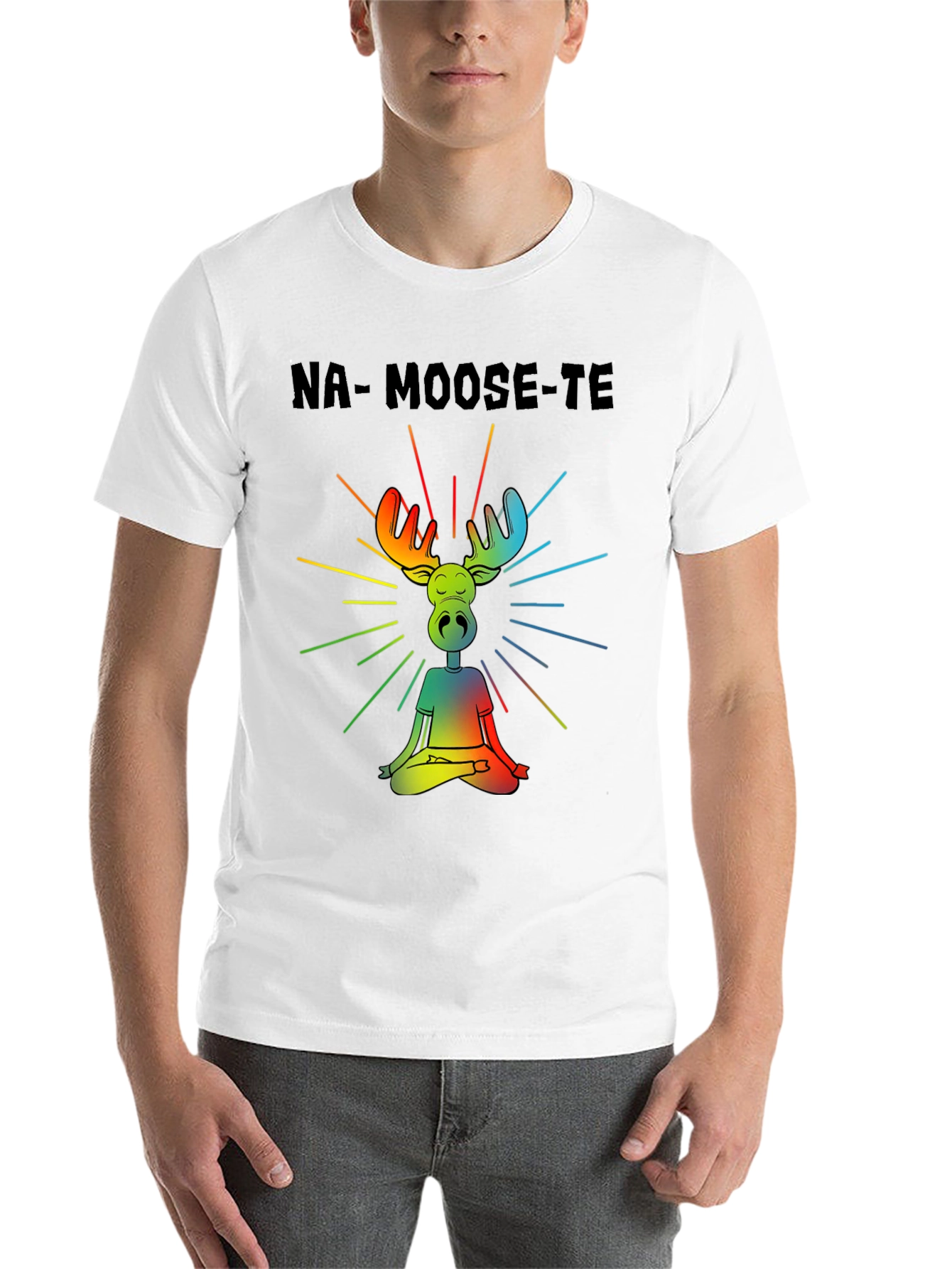 Black Na-Moose-Te T-Shirt - Yoga Moose Design view 14