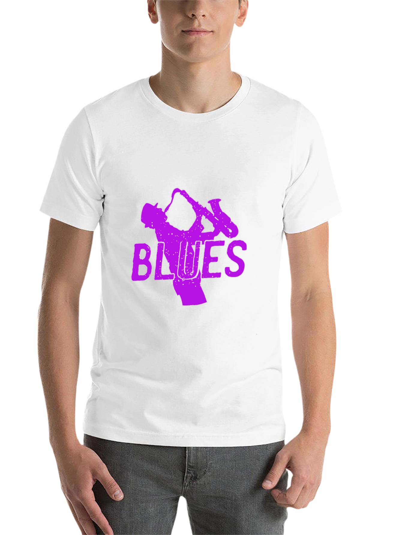 Black Blues Saxophone Graphic T-Shirt - Black view 14