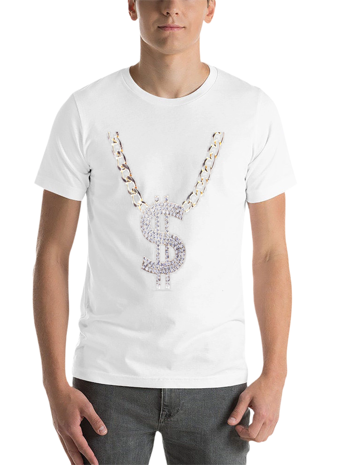 Black Dollar Sign Chain Graphic T-Shirt view 14