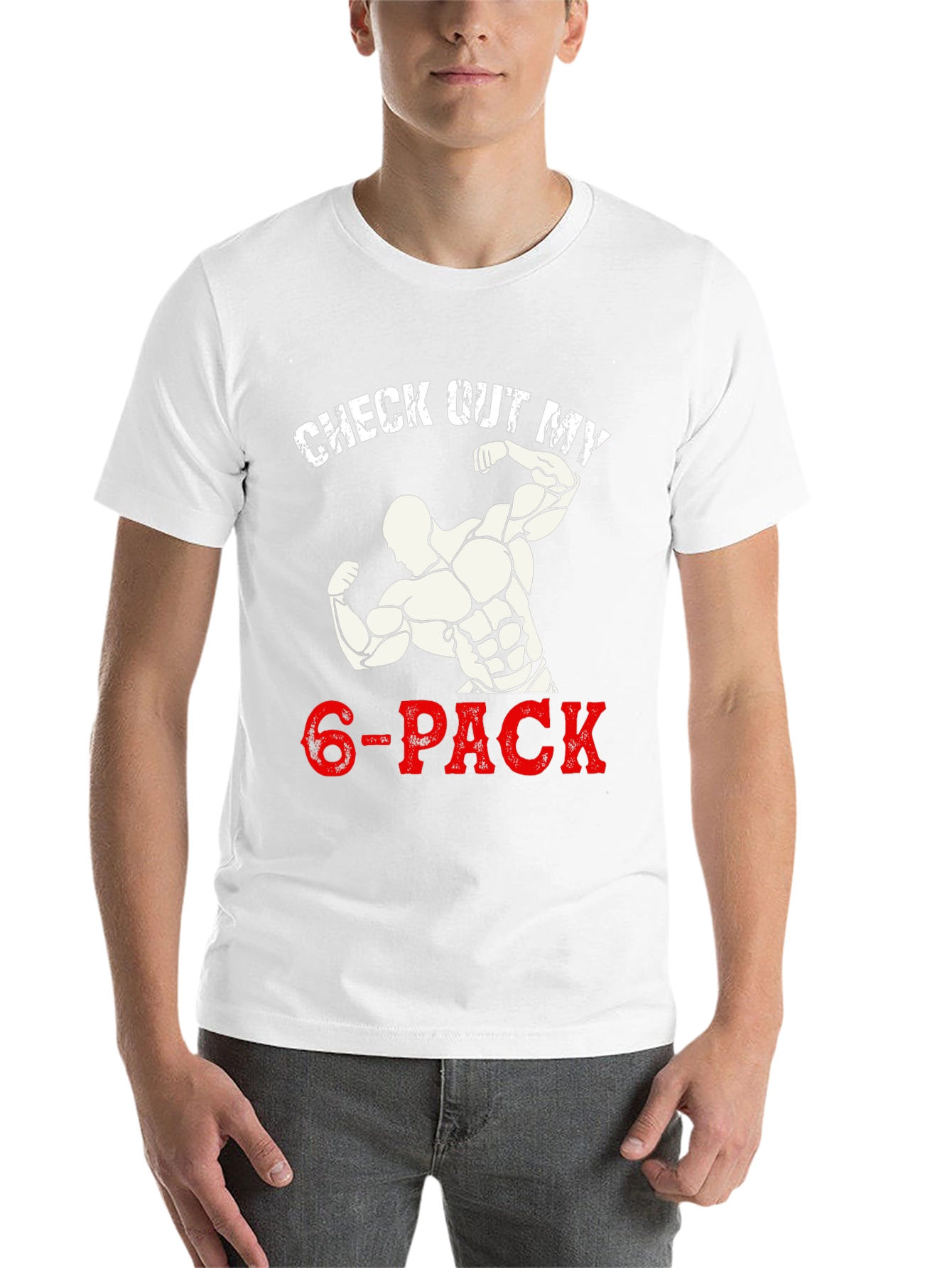 Black Check Out My 6-Pack Funny Gym Workout T-Shirt view 14