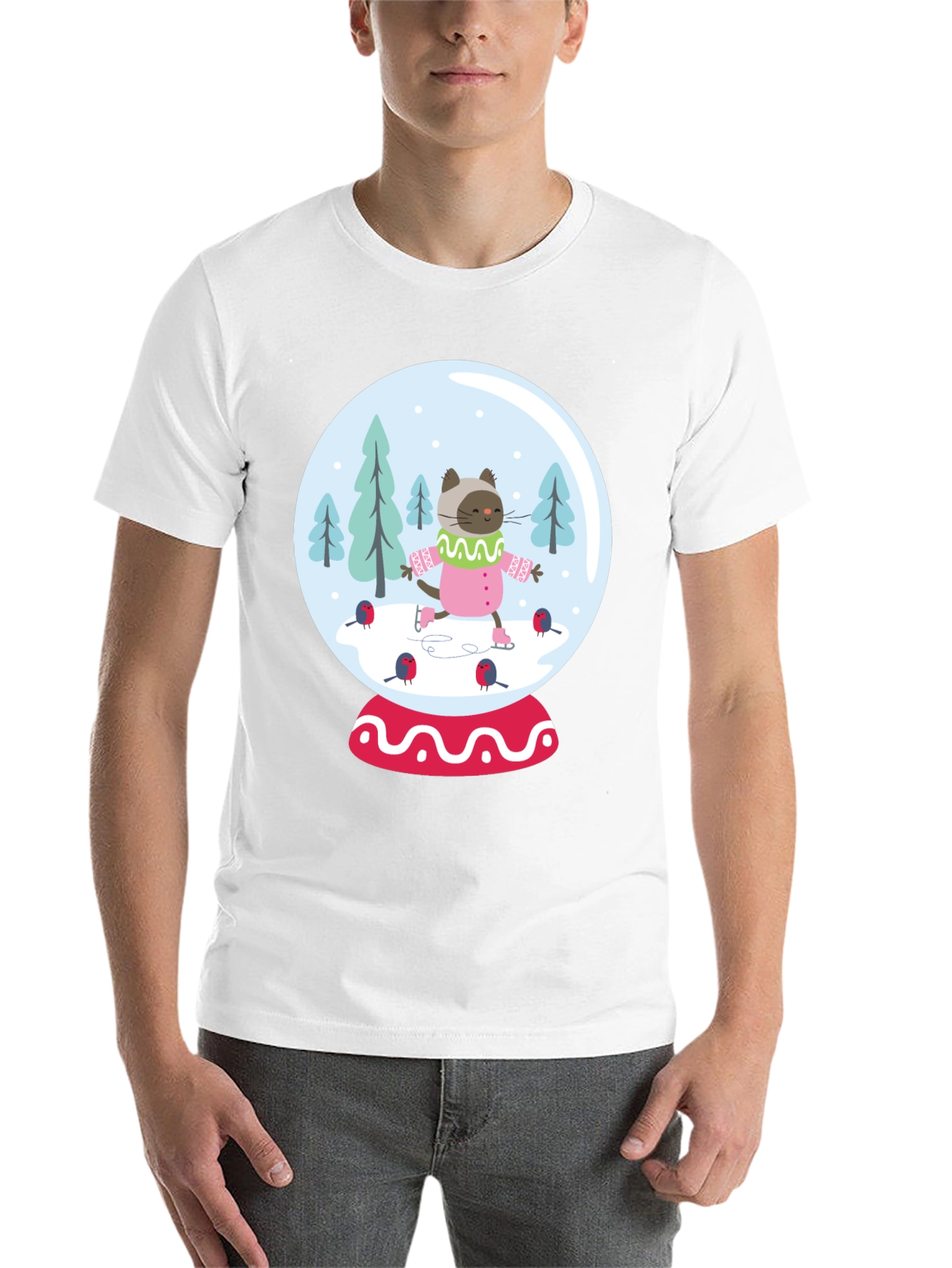 Black Cat Snow Globe Graphic Tee - Black Cotton Blend view 14