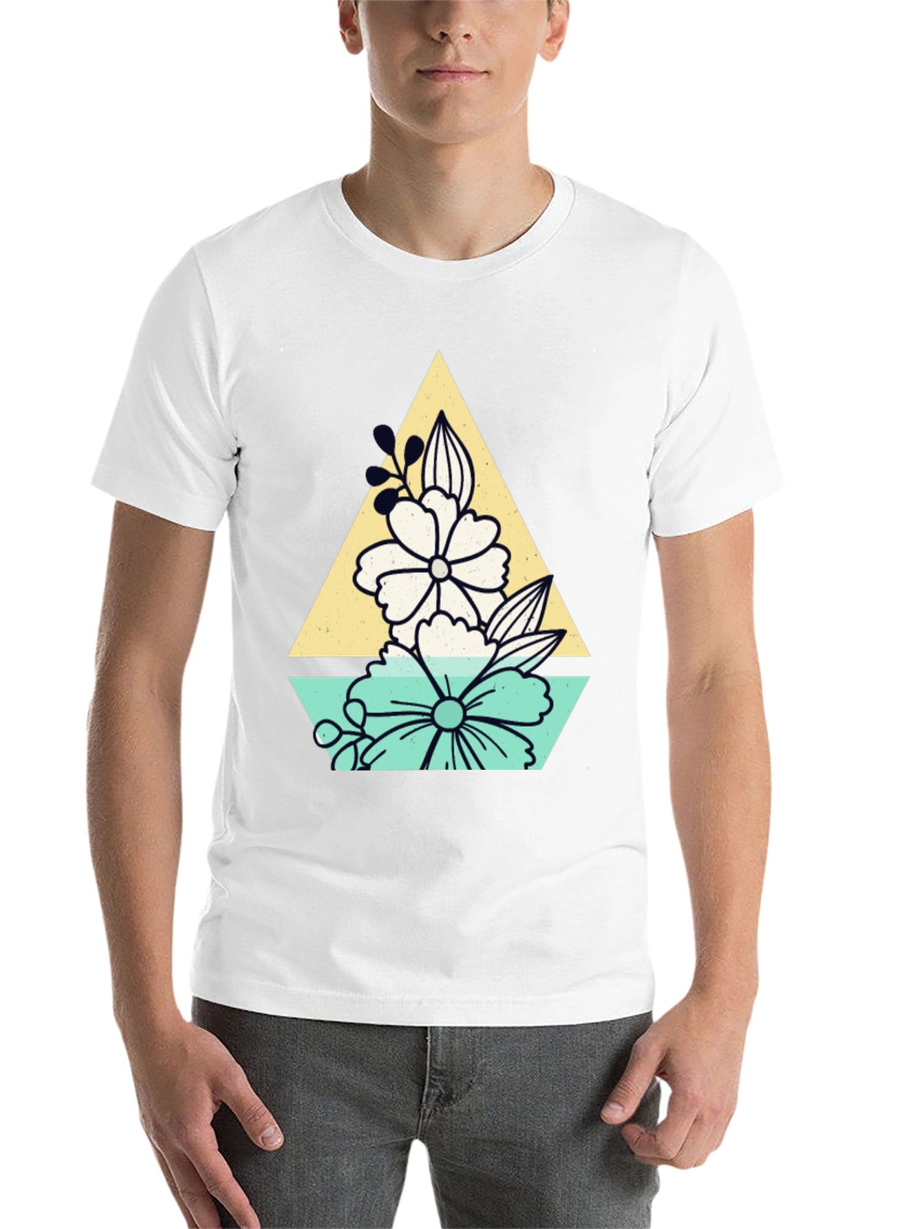 Black Floral Triangle Graphic T-Shirt view 14