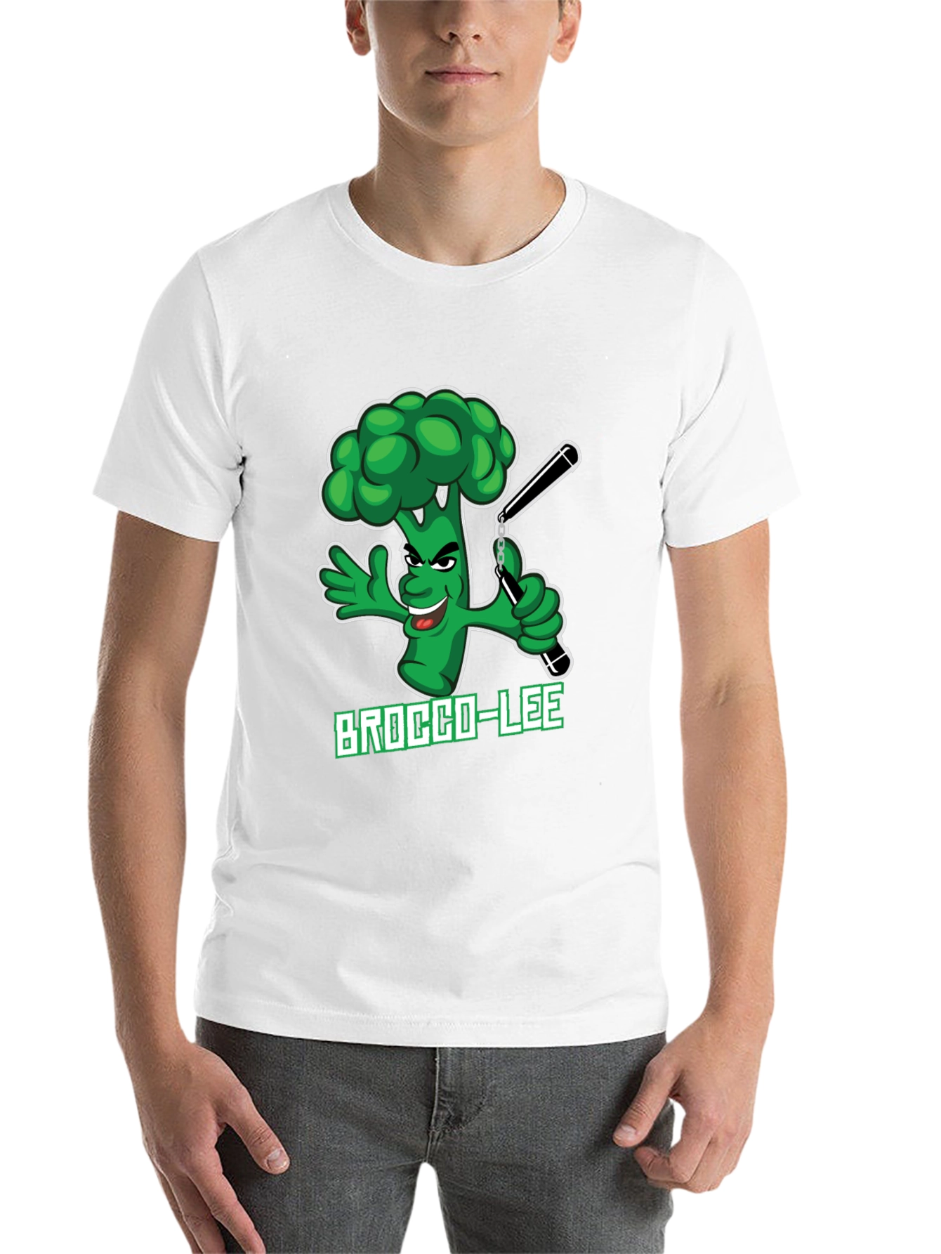 Black Brocco-Lee T-Shirt: Funny Broccoli Karate Tee view 14