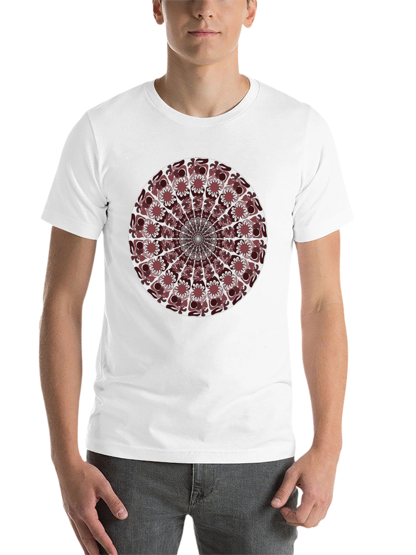 Black Abstract Mandala Graphic T-Shirt - Black view 14