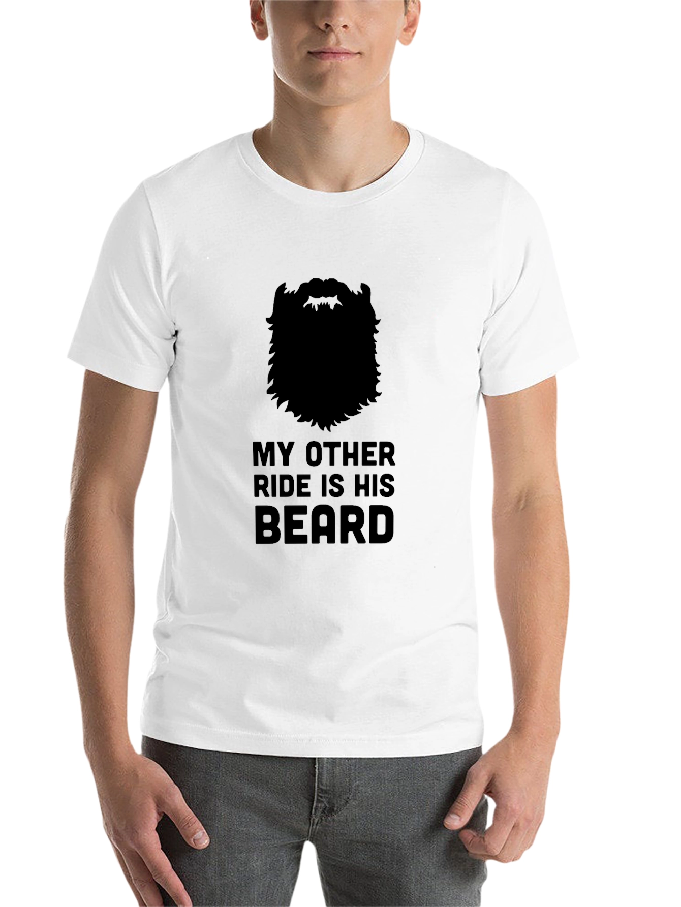 Black My Other Ride Is His Beard Graphic T-Shirt view 14
