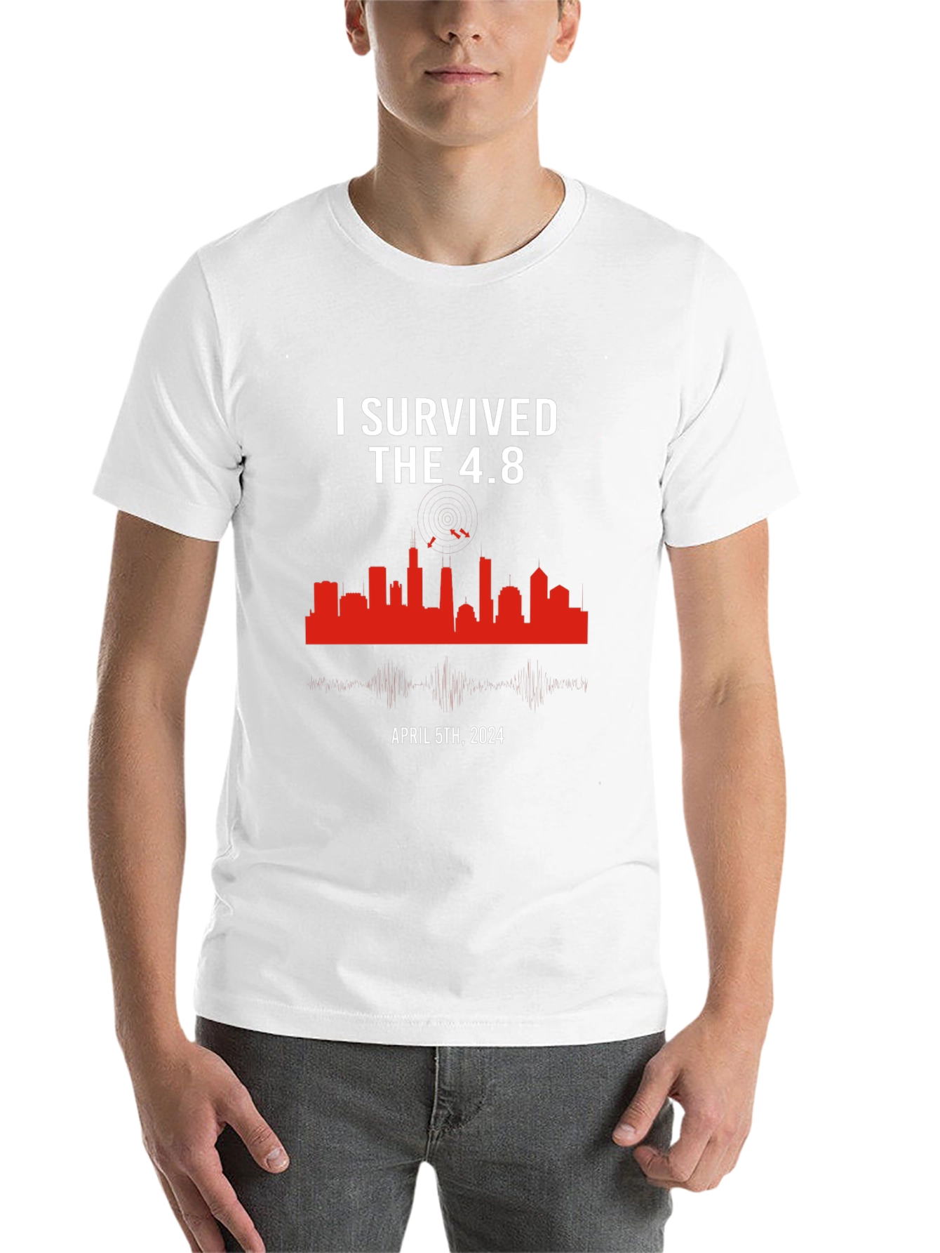 Black I Survived the 4.8 Earthquake April 5th, 2024 T-Shirt view 14
