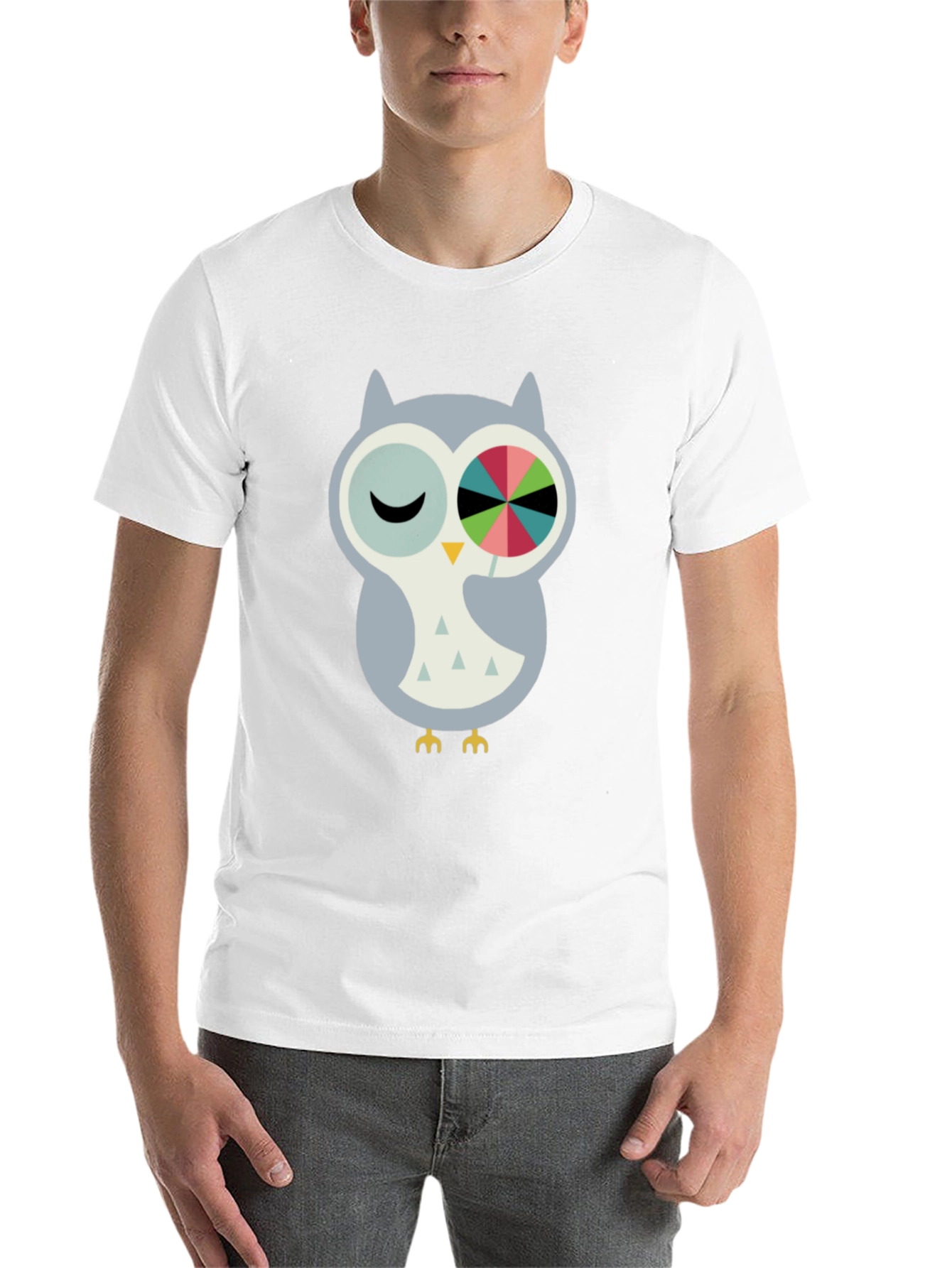 Black Whimsical Owl Graphic Tee - Cotton Blend Comfort view 14