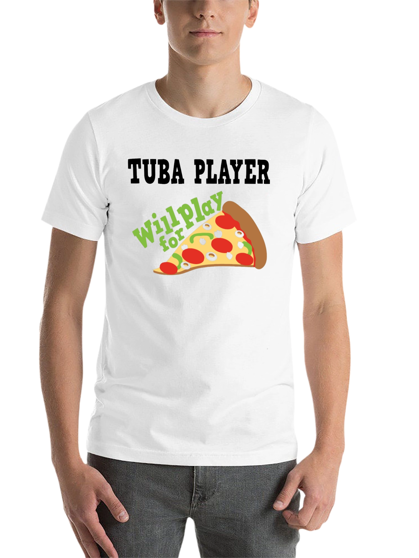 Black Tuba Player Will Play For Pizza Black T-Shirt view 14
