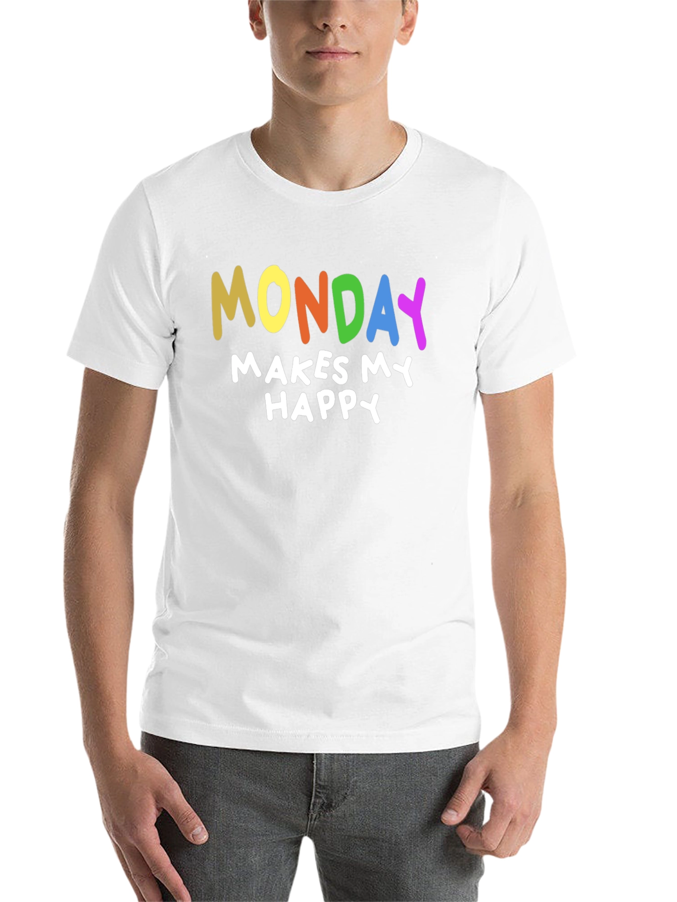 Black Funny Monday Makes Me Happy T-Shirt view 14