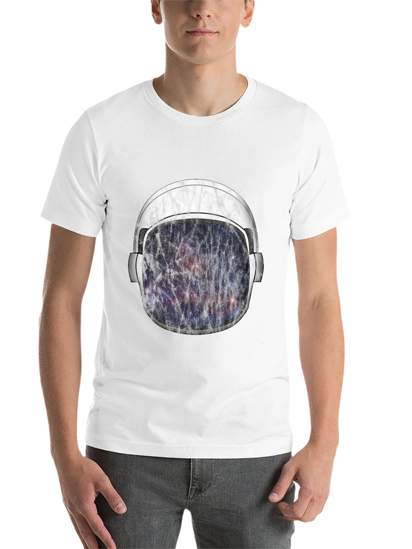 Black Astronaut Helmet Graphic T-Shirt - Galaxy Design view 14