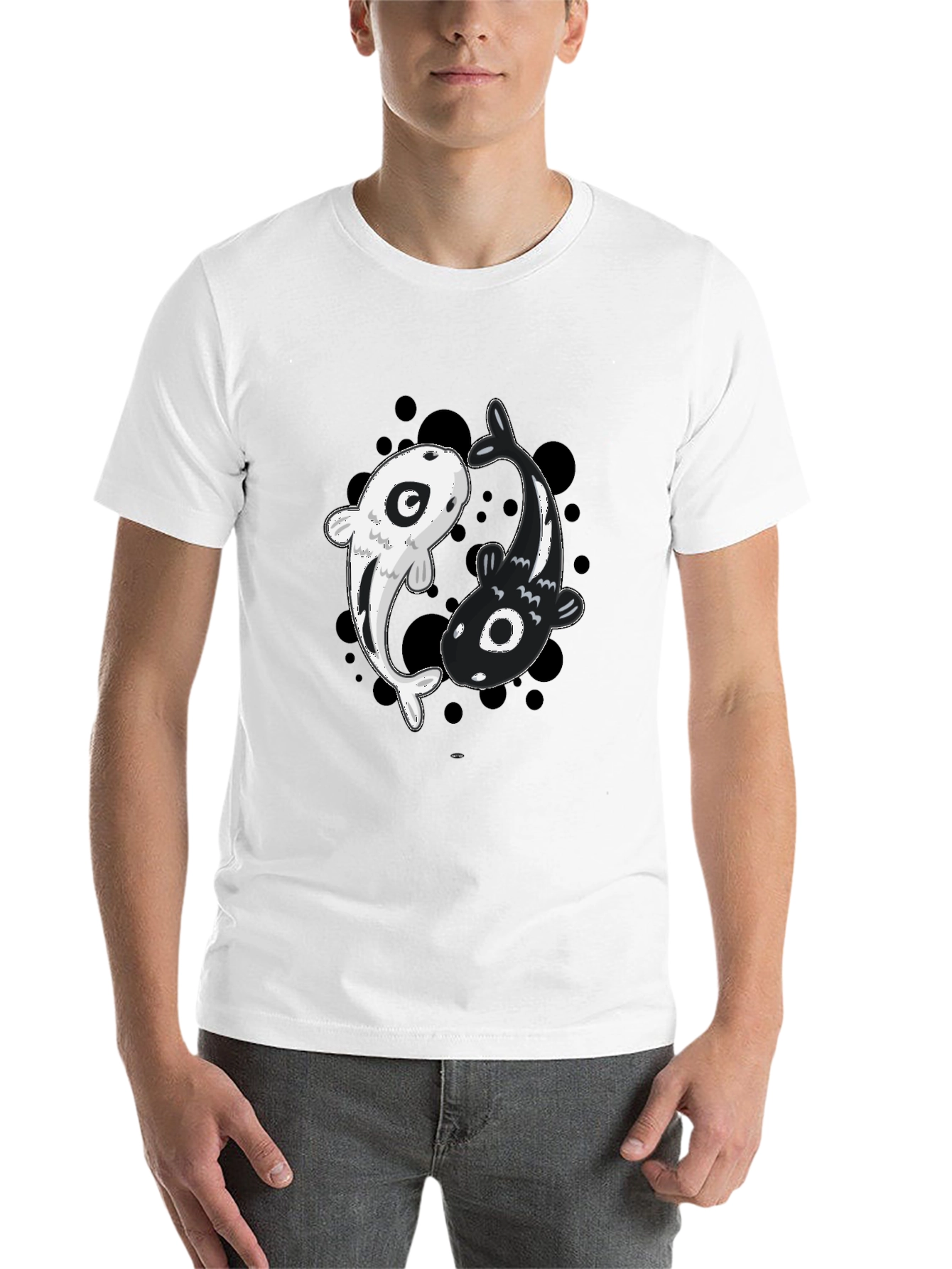 Black Yin Yang Koi Fish Graphic Tee - Black view 14