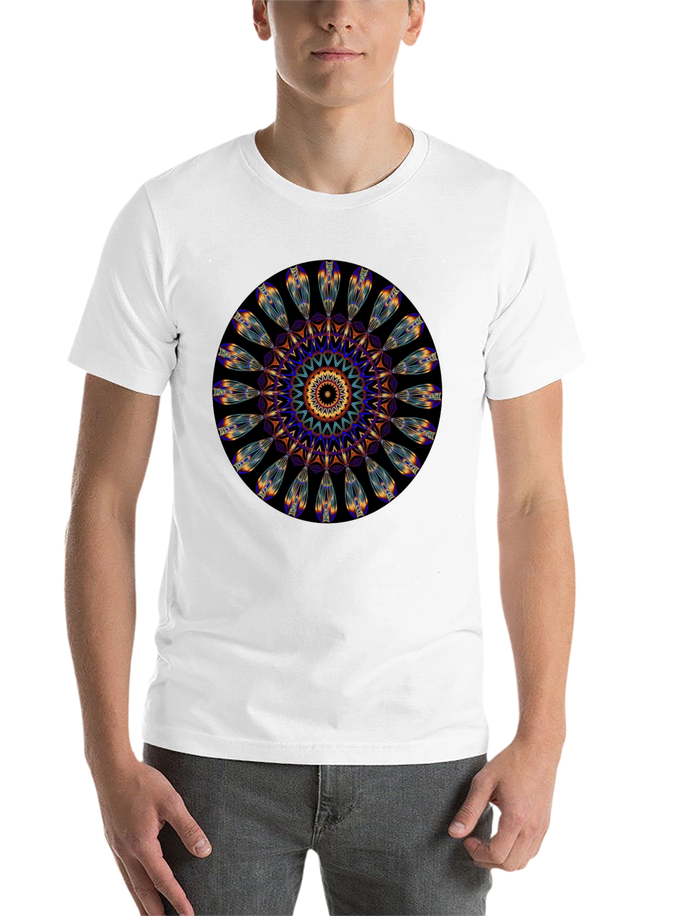 Black Mandala Print Black T-Shirt - Unique Artistic Design view 14