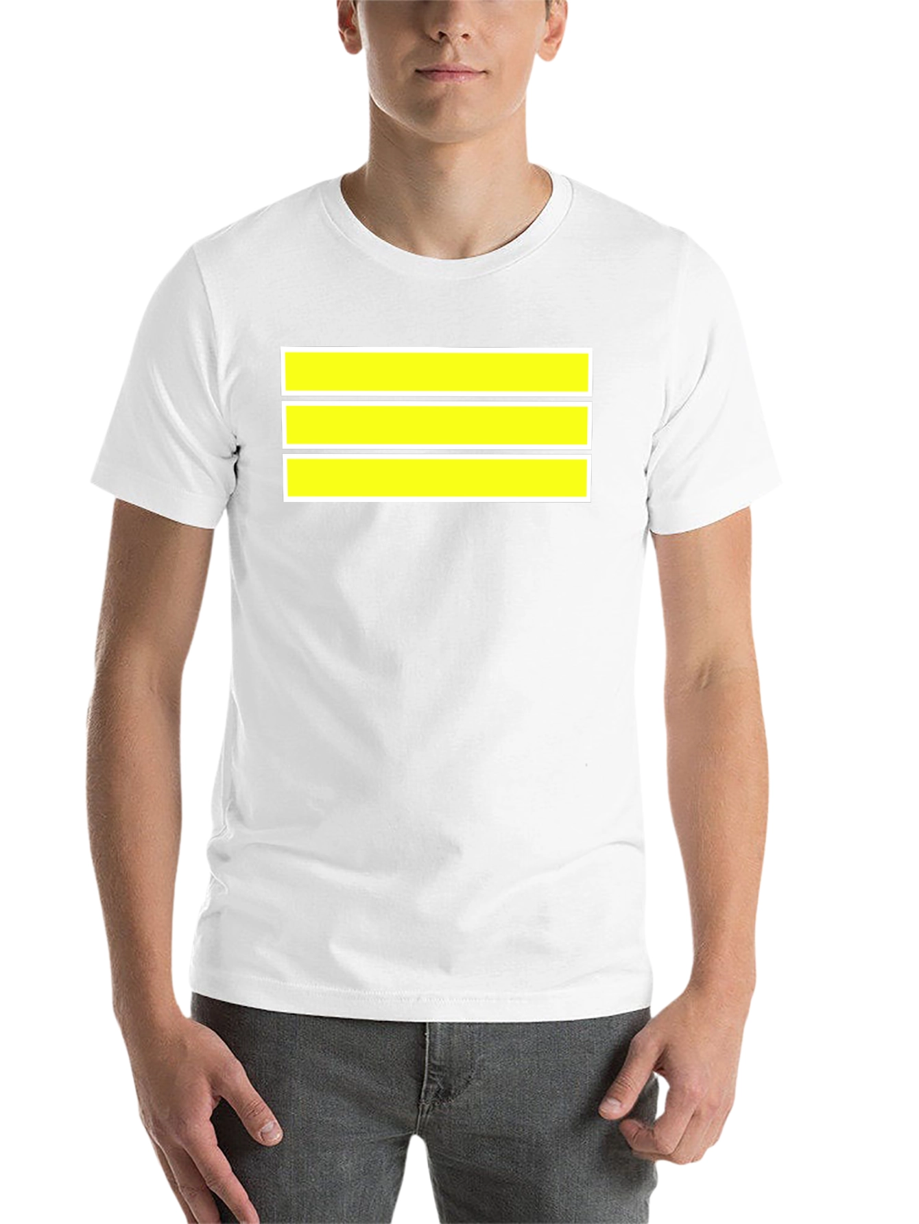 Black Striped Graphic Tee - Bold Yellow Bands on Black Cotton view 14