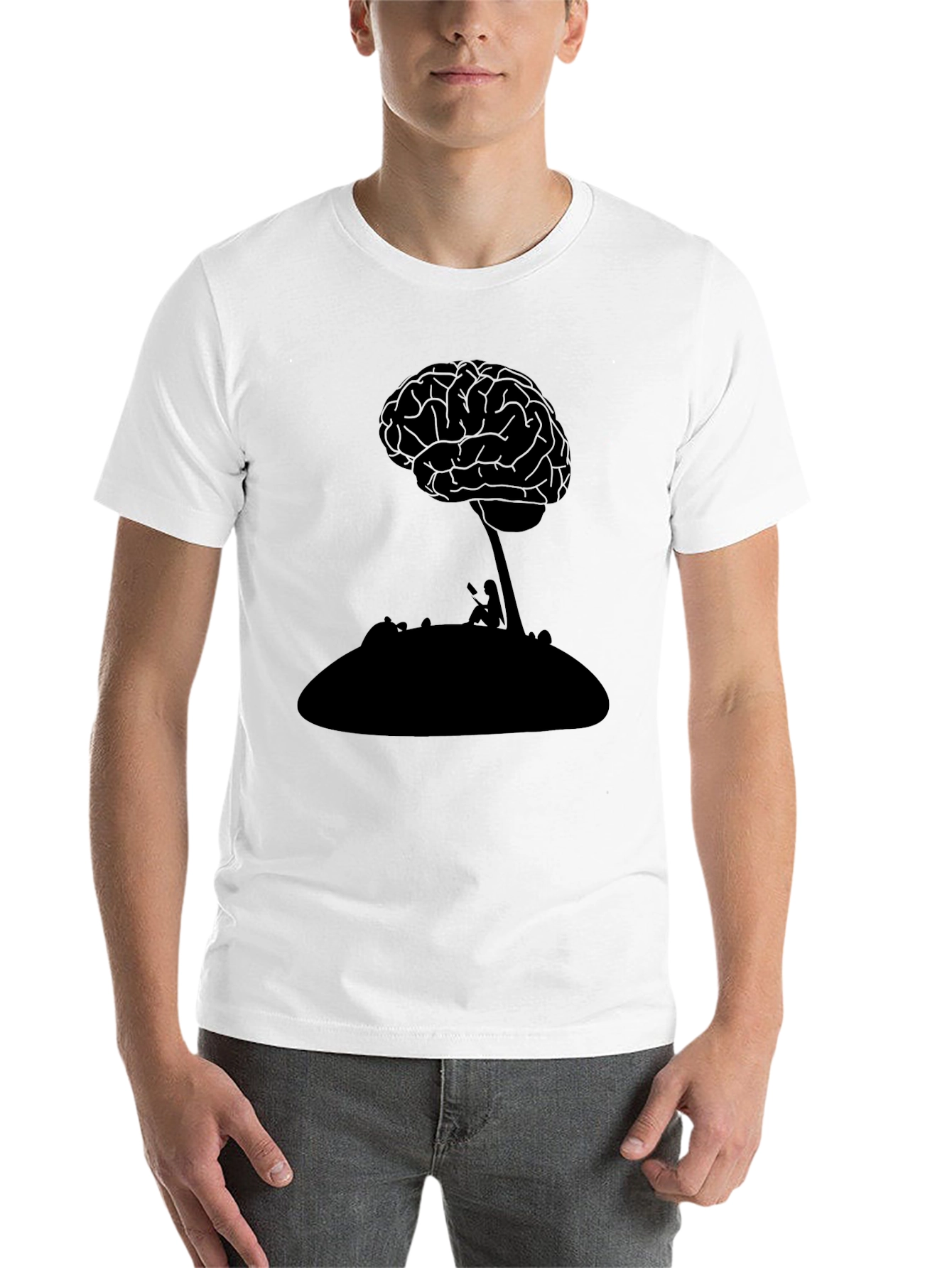 Black Brain Tree Silhouette T-Shirt view 14