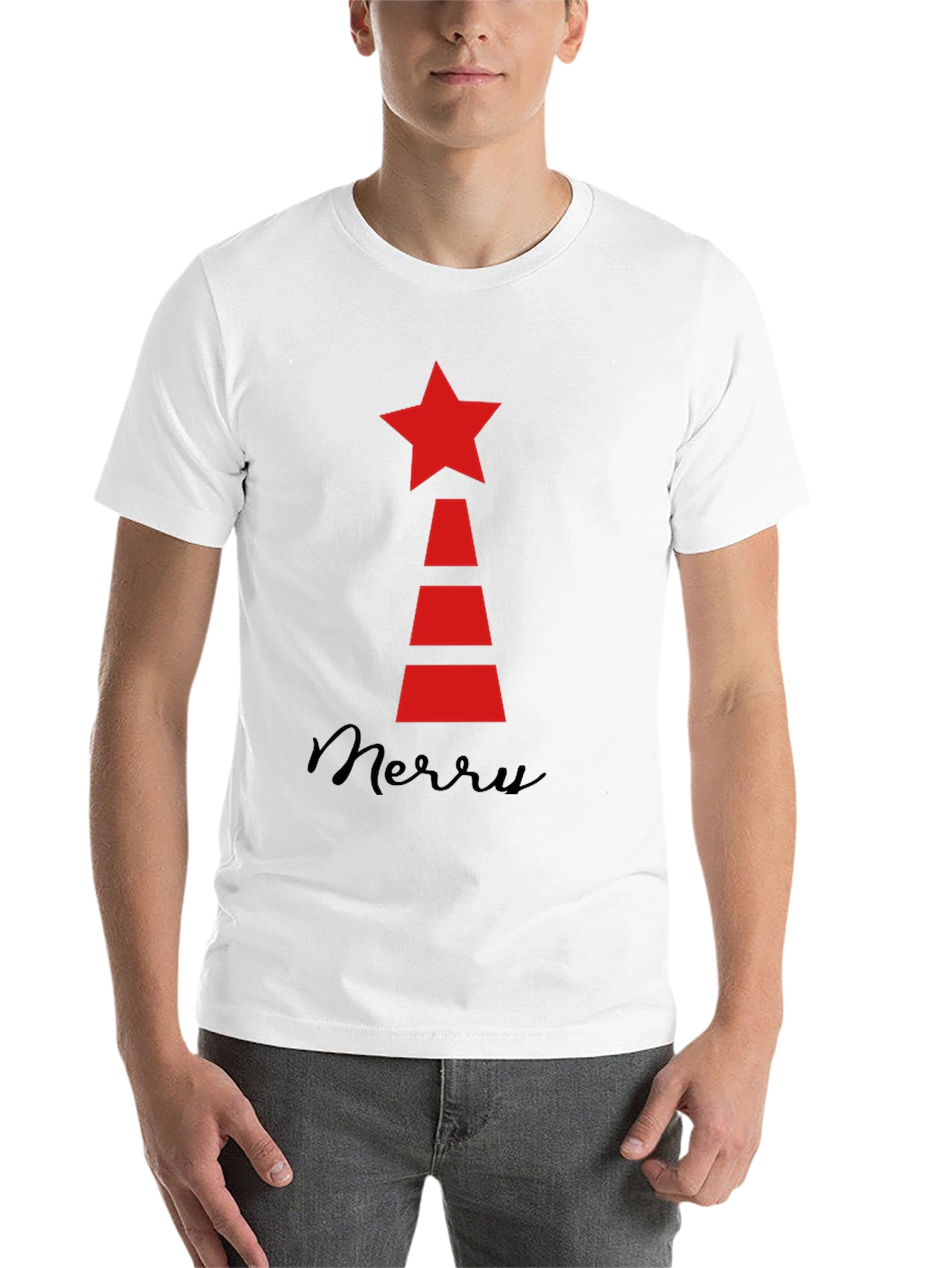 Black Festive Holiday Star Tree T-Shirt view 14