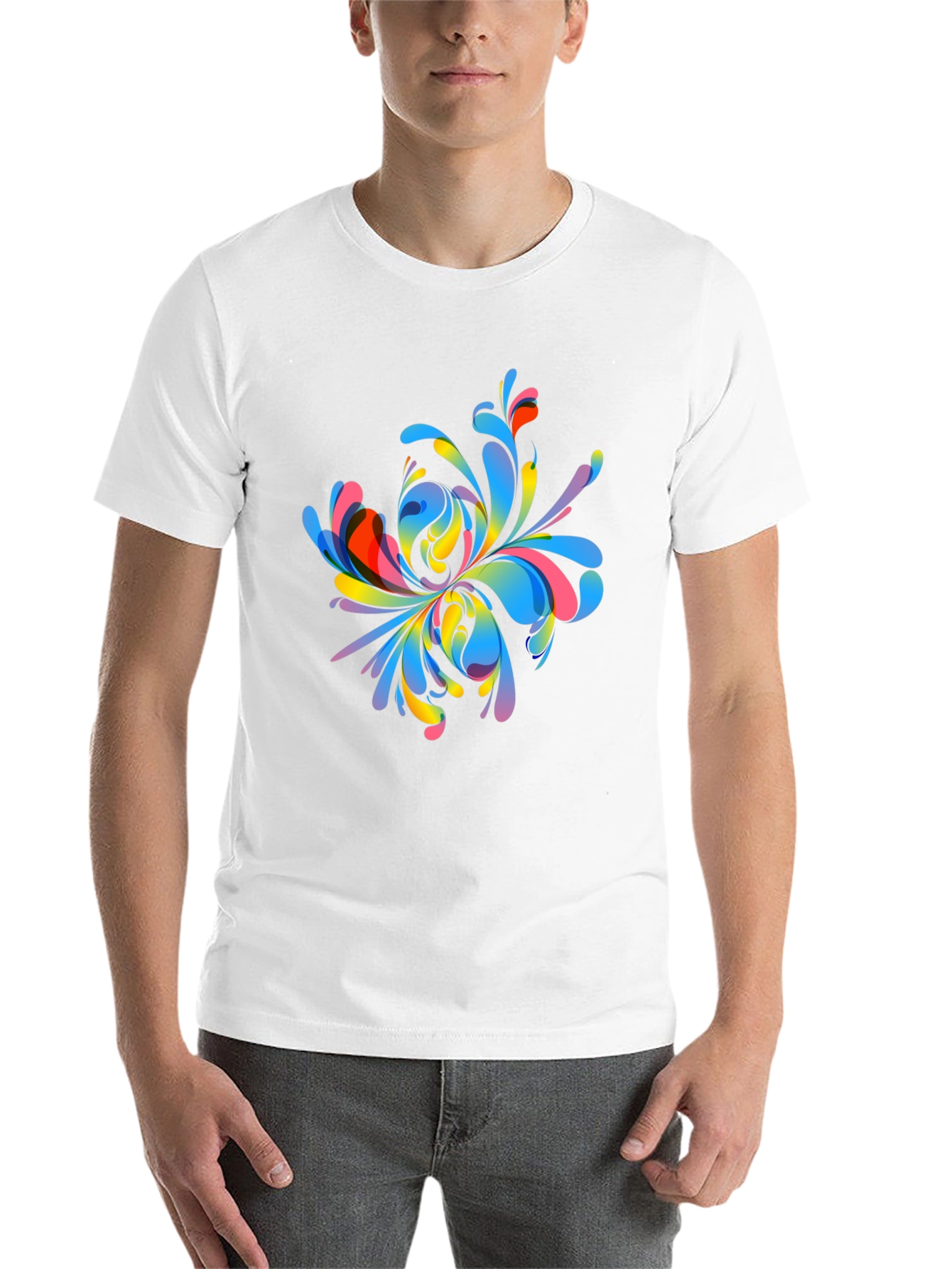 Black Colorful Abstract Floral Graphic Print T-Shirt view 14
