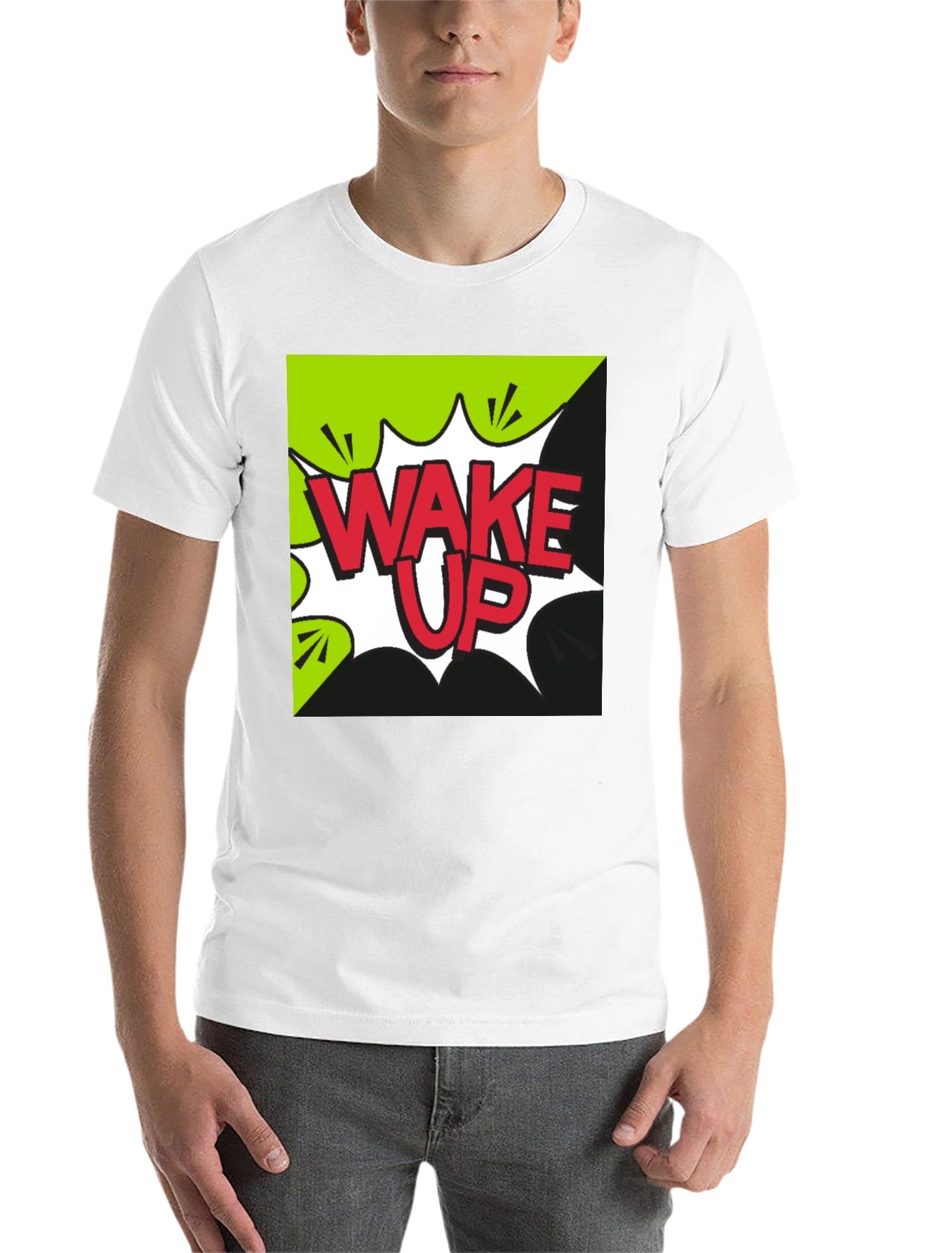 Black Wake Up Graphic Tee - Black Cotton T-Shirt view 14