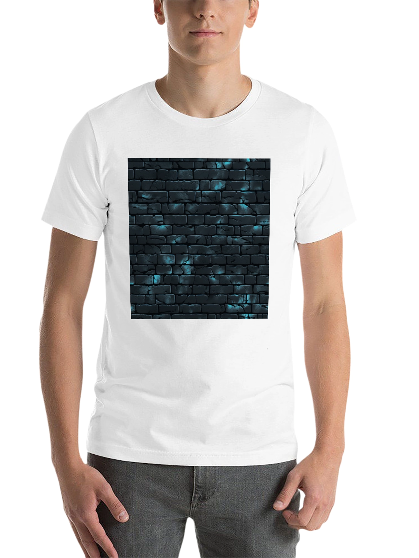 Black Cool Brick Wall Pattern Black T-Shirt view 14