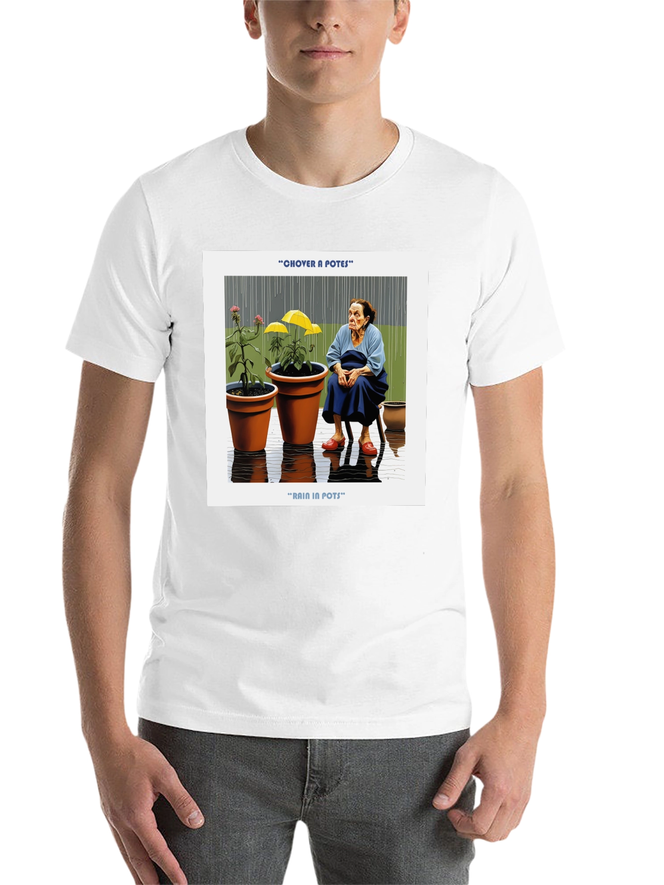 Black Rain in Pots Graphic T-Shirt view 14
