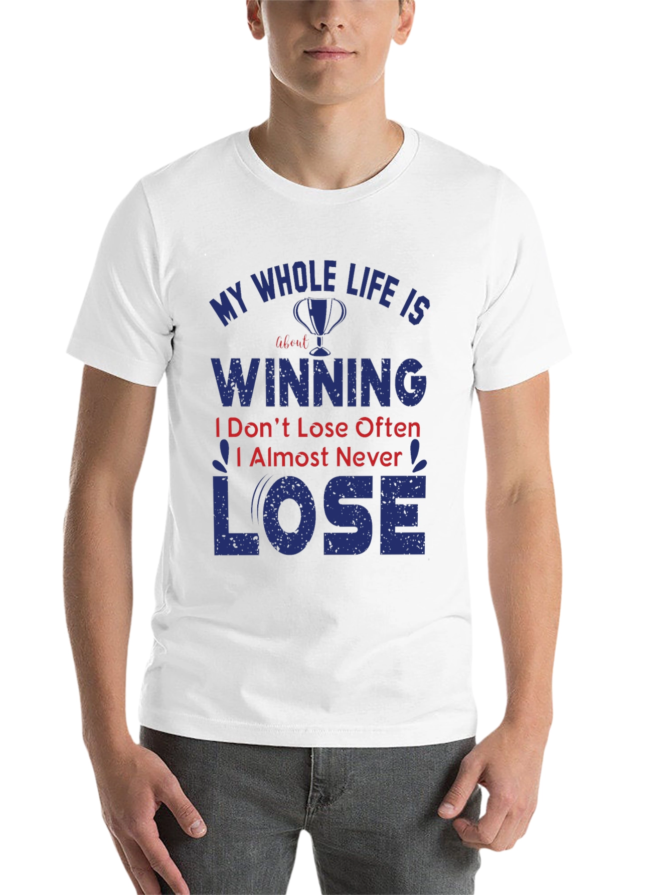 Black Winning T-Shirt: Never Lose Attitude Black Tee view 14