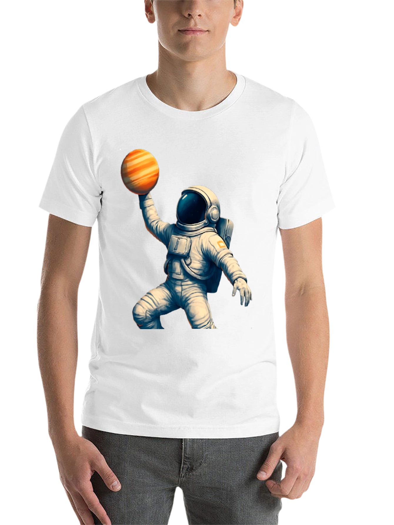 Black Astronaut Holding Planet T-Shirt - Space Lover Gift view 14