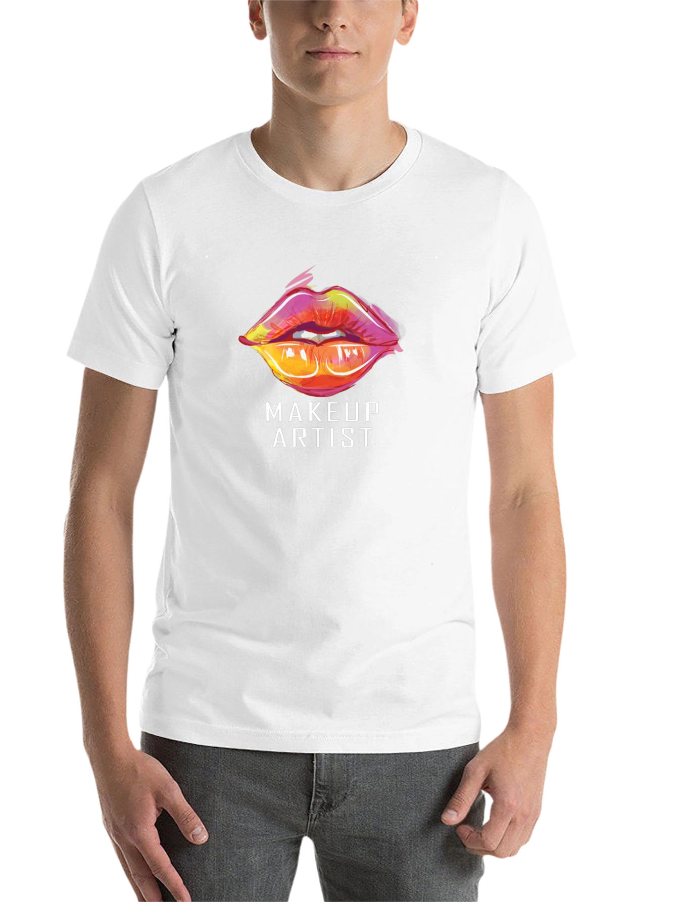 Black Makeup Artist Lips Graphic Tee - Stylish Crew Neck T-Shirt view 14