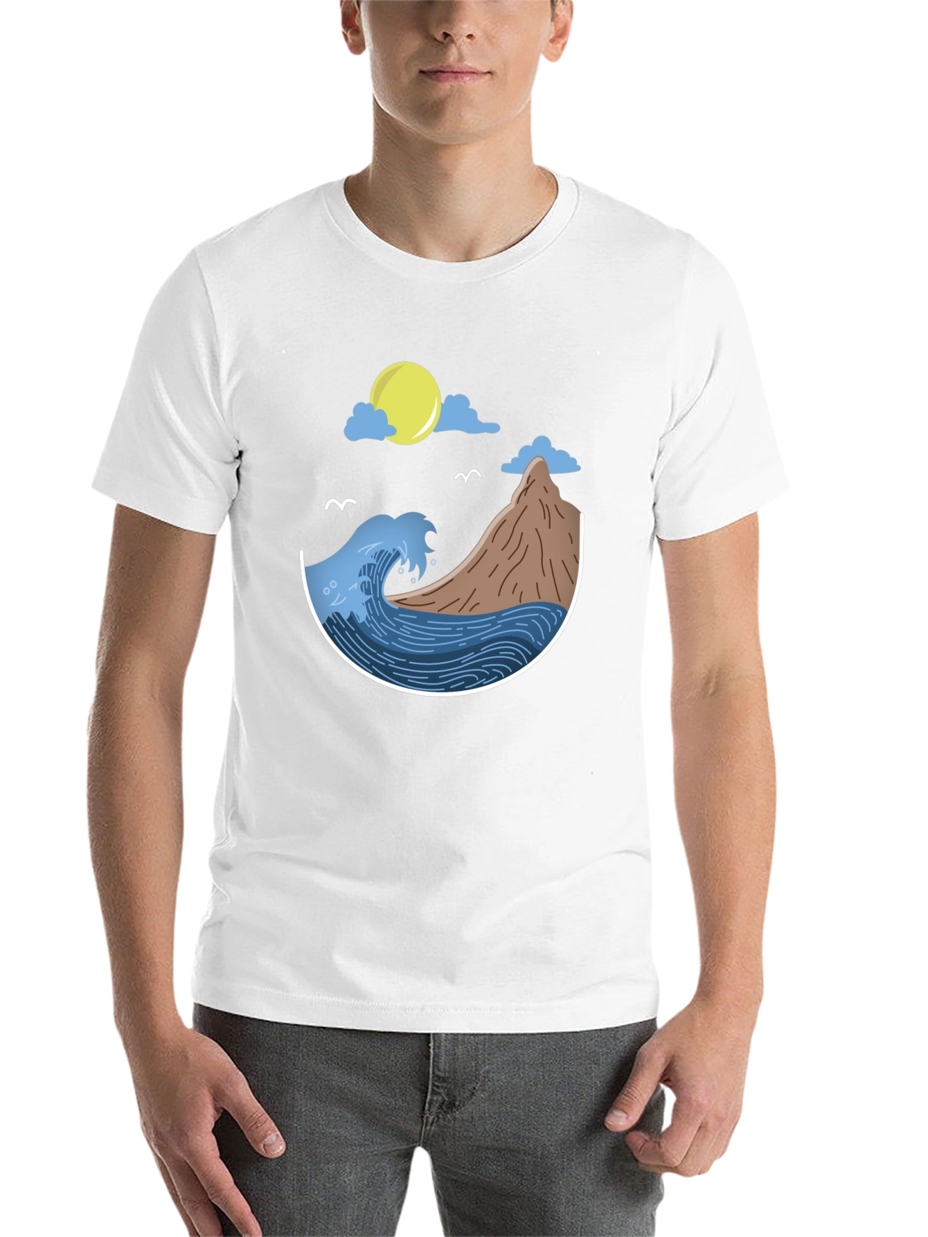 Black Ocean Scene Graphic T-Shirt - Black view 14